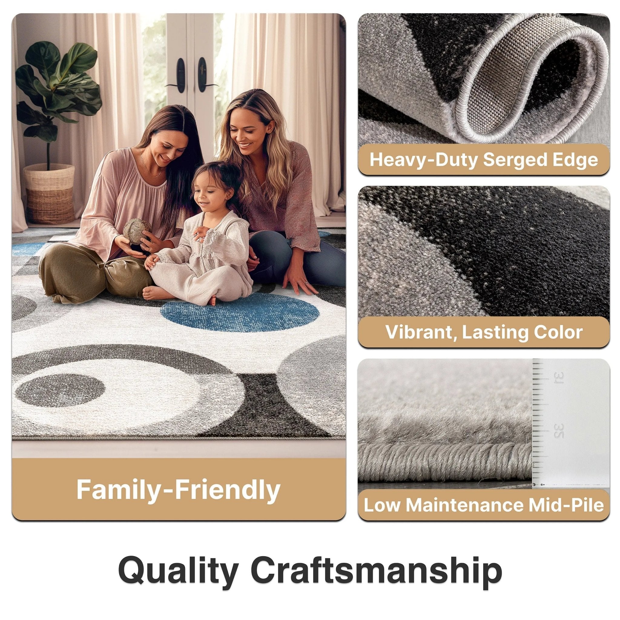 Avi Modern Geometric Grey Blue Rug Well Woven