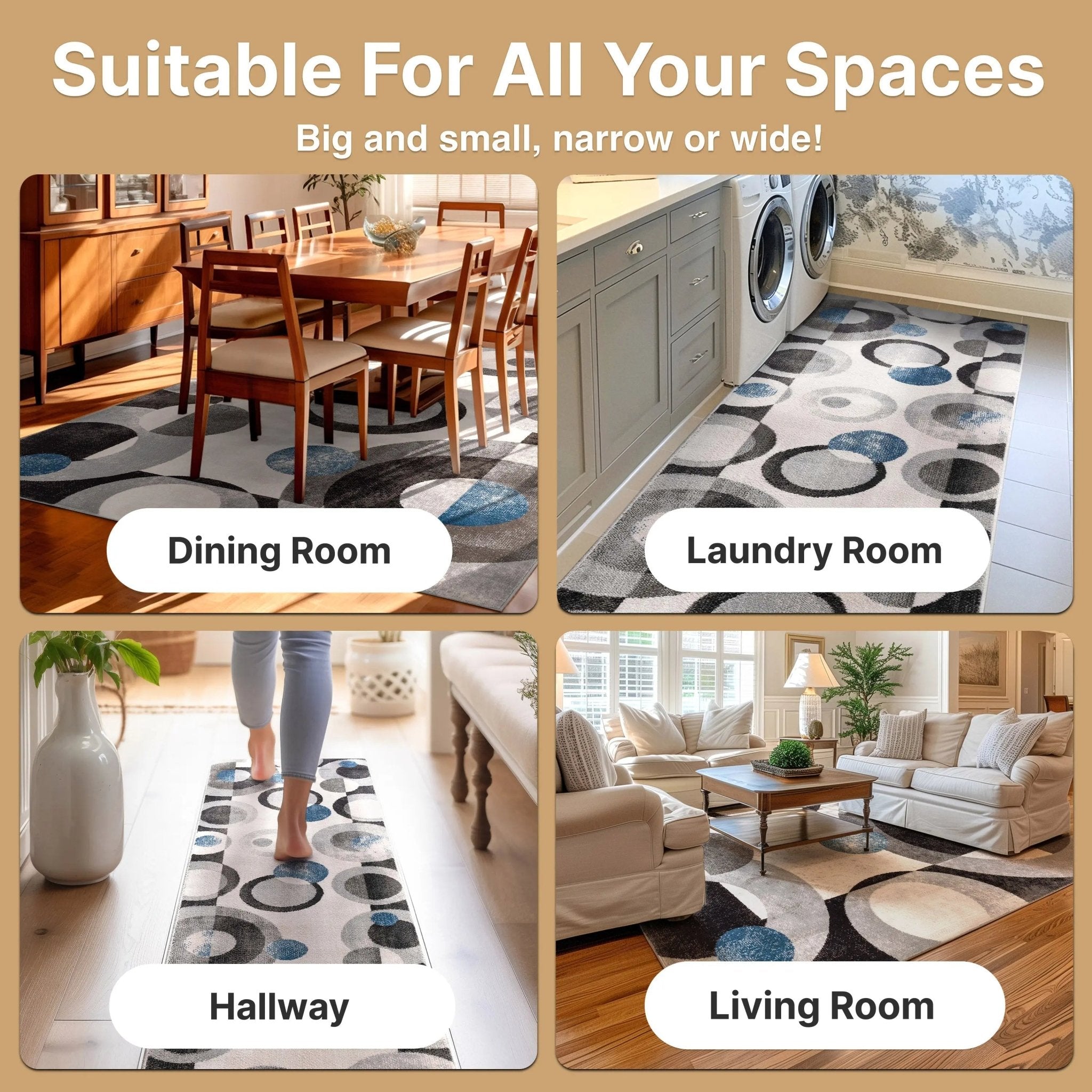 Avi Modern Geometric Grey Blue Rug Well Woven