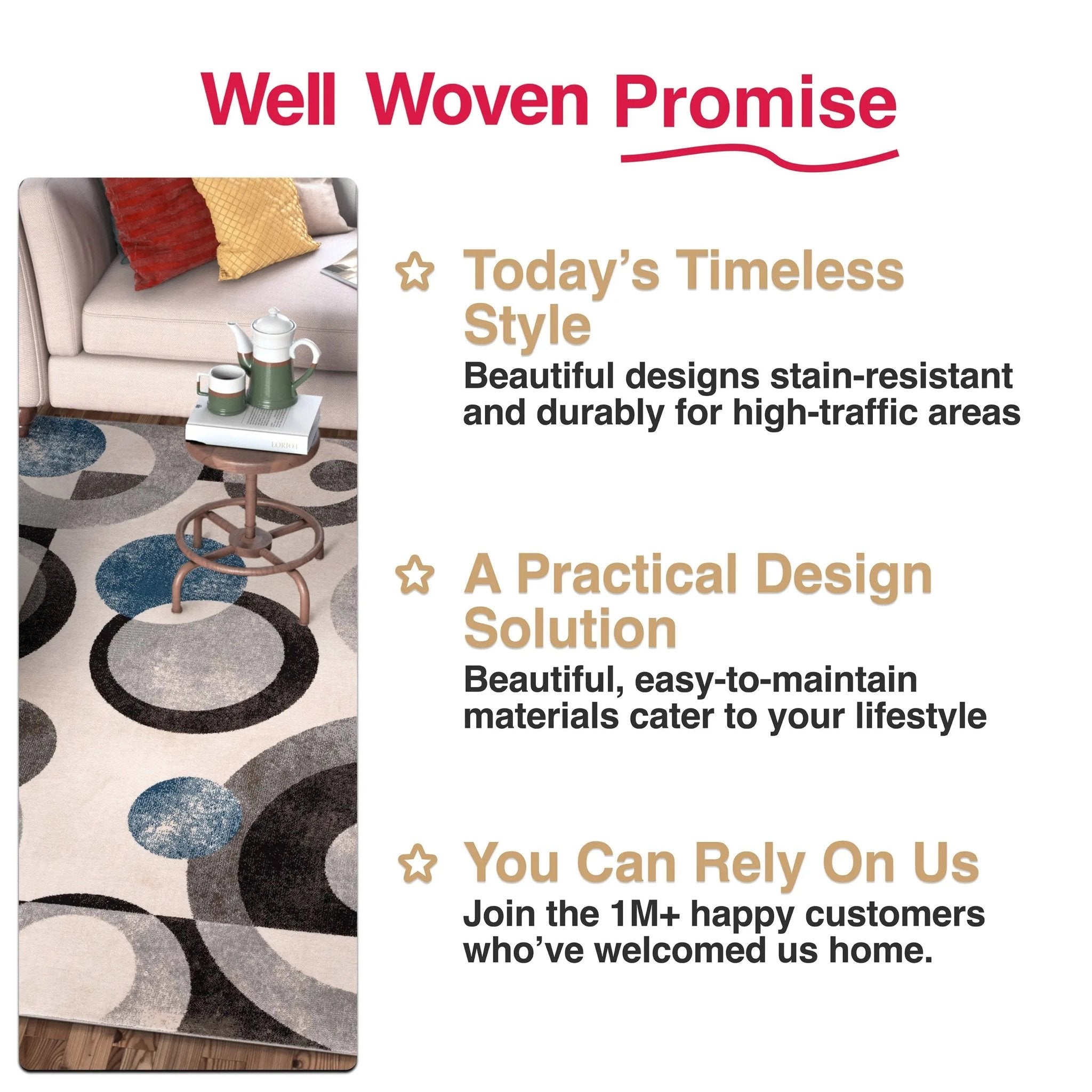 Avi Modern Geometric Grey Blue Rug Well Woven