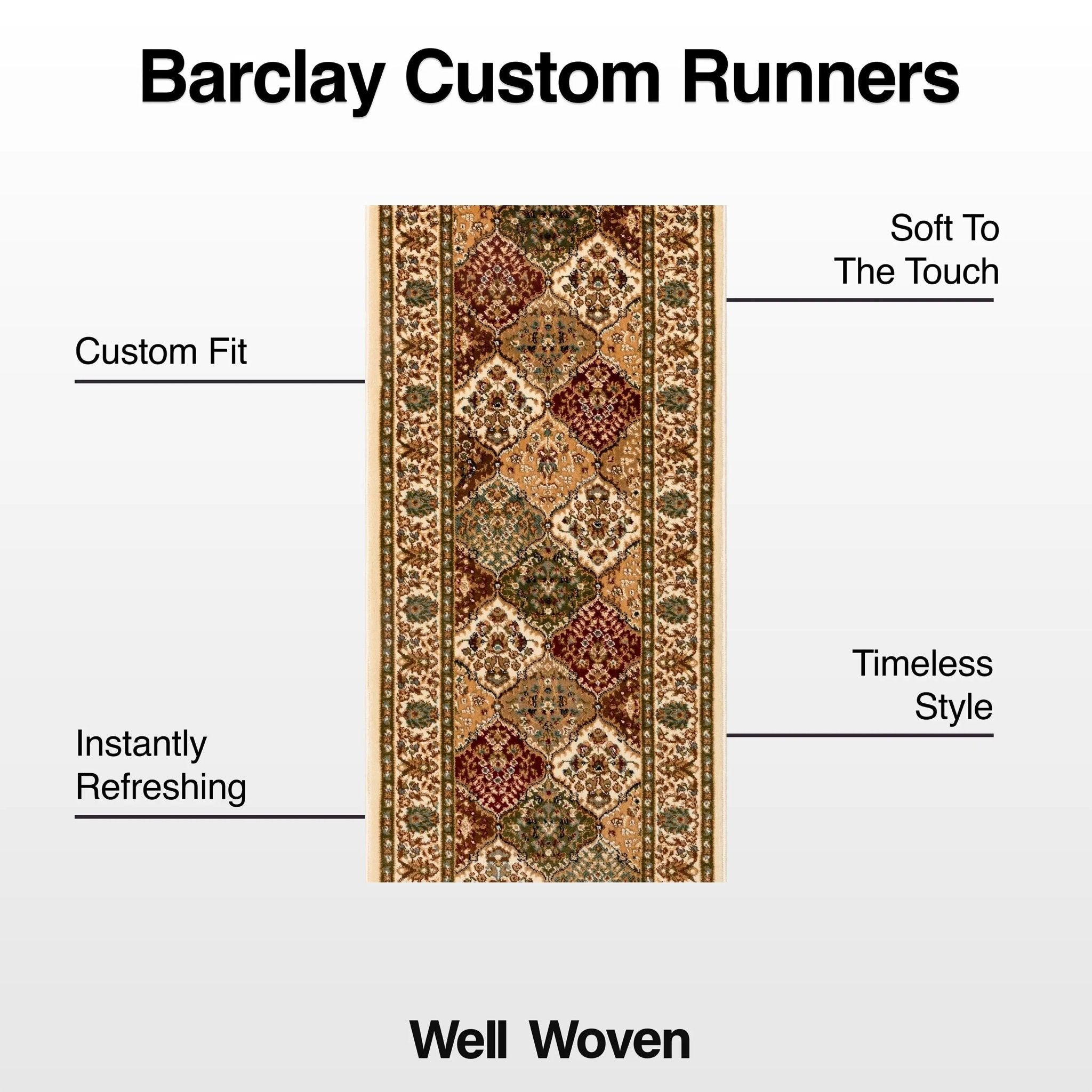 Custom Size Runner Emine Persian Trellis Transitional Red 27 Inch Wide x Choose Your Length Hallway Runner Rug Well Woven