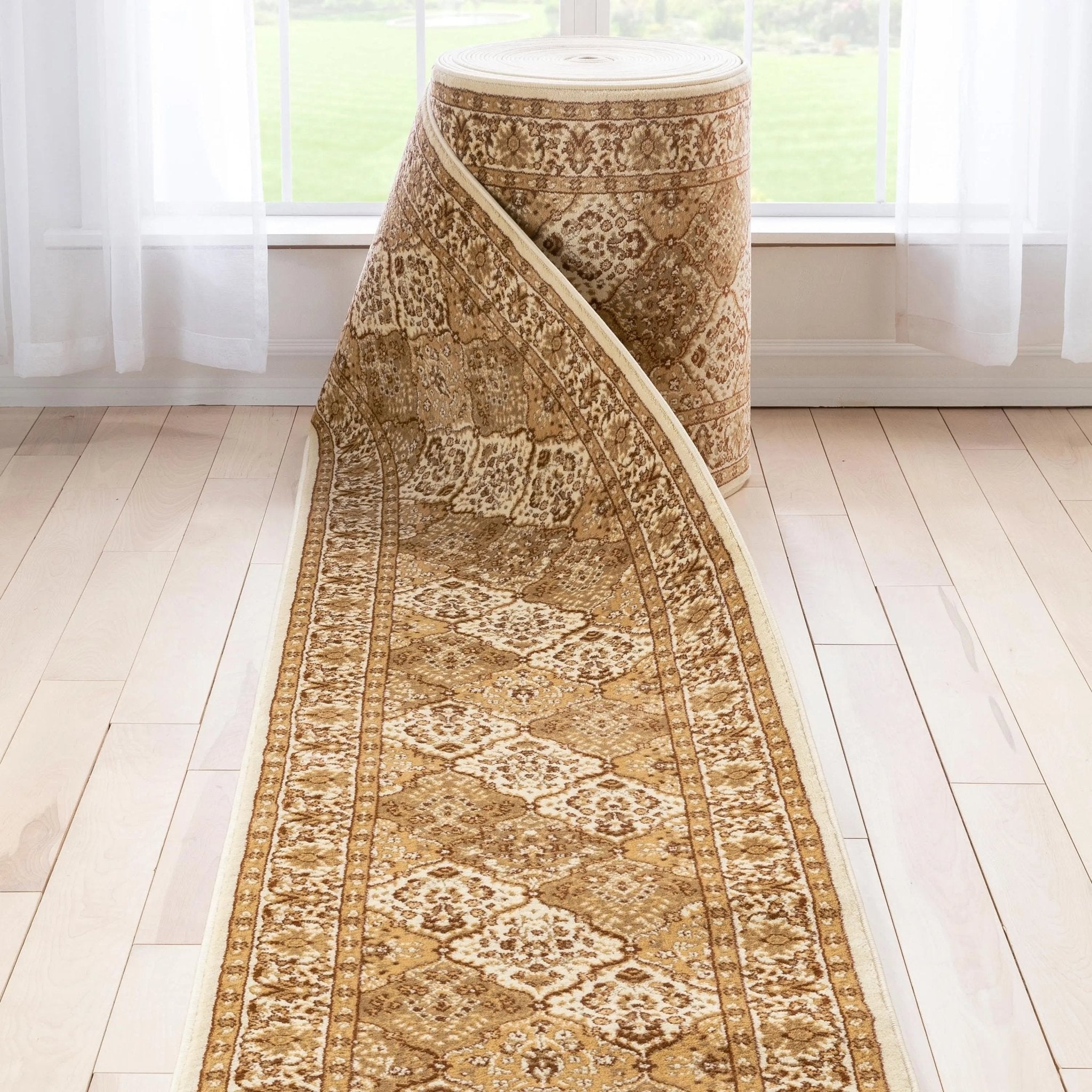 Custom Size Runner Emine Persian Trellis Transitional Ivory 27 Inch Wide x Choose Your Length Hallway Runner Rug Well Woven