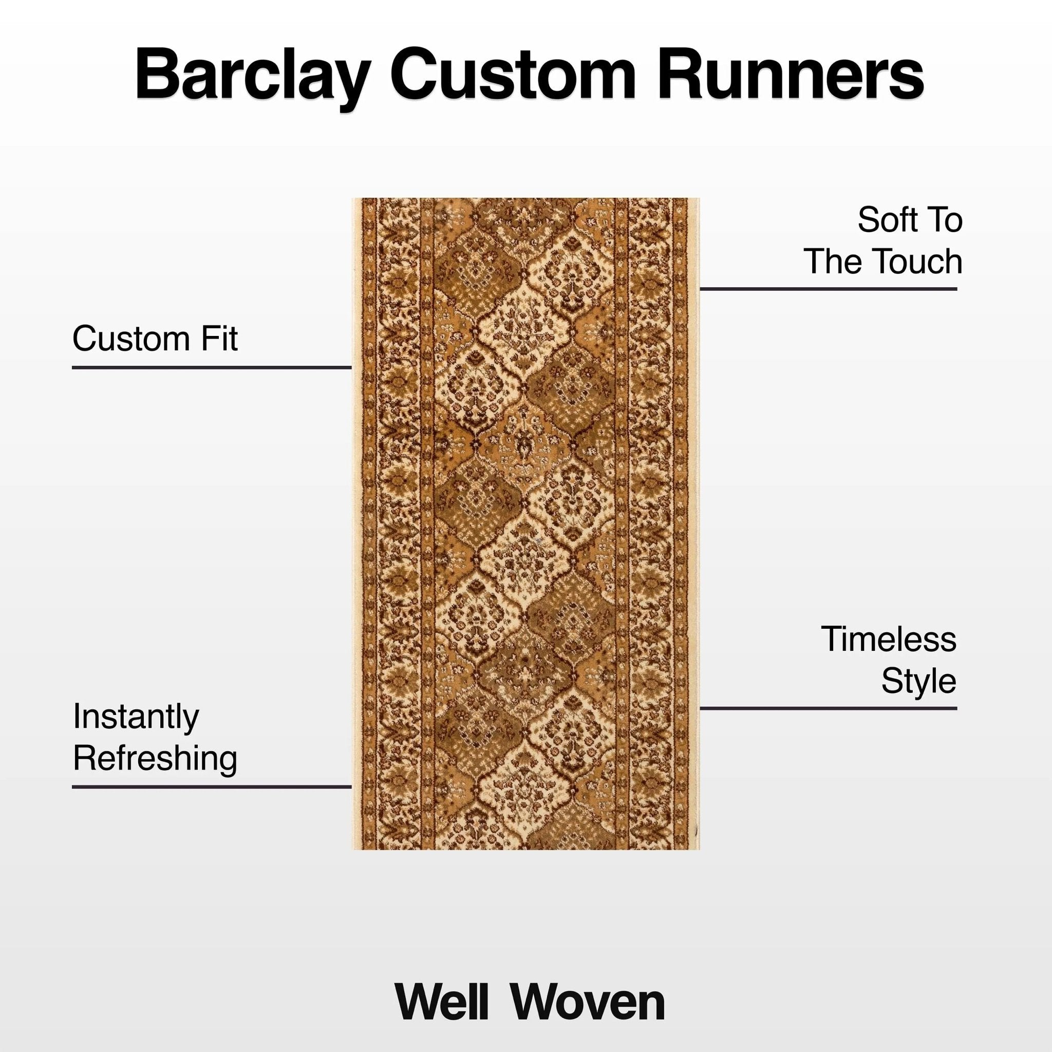 Custom Size Runner Emine Persian Trellis Transitional Ivory 27 Inch Wide x Choose Your Length Hallway Runner Rug Well Woven