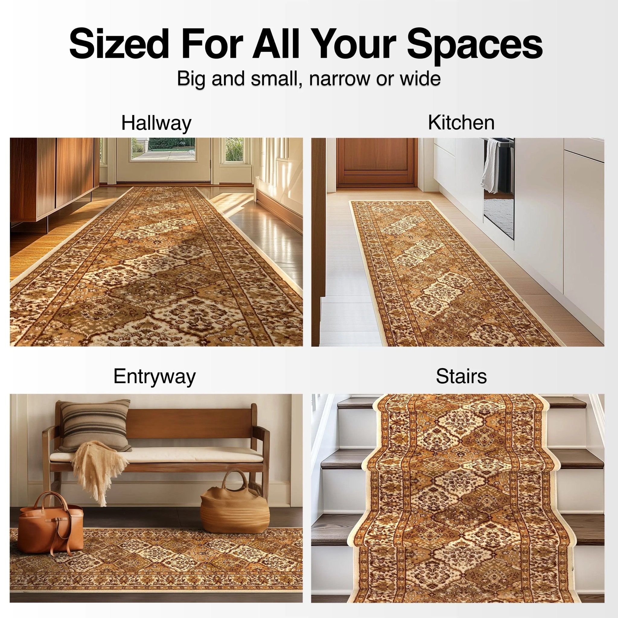 Custom Size Runner Emine Persian Trellis Transitional Ivory 27 Inch Wide x Choose Your Length Hallway Runner Rug Well Woven