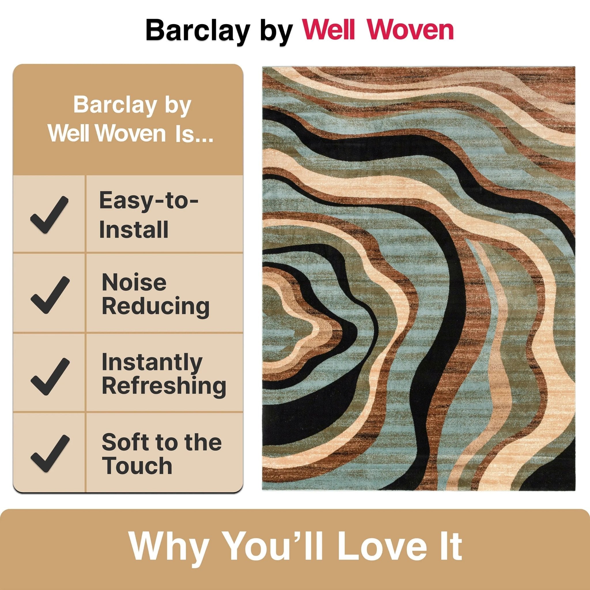 Nirvana Waves Multi Blue Modern Rug Well Woven