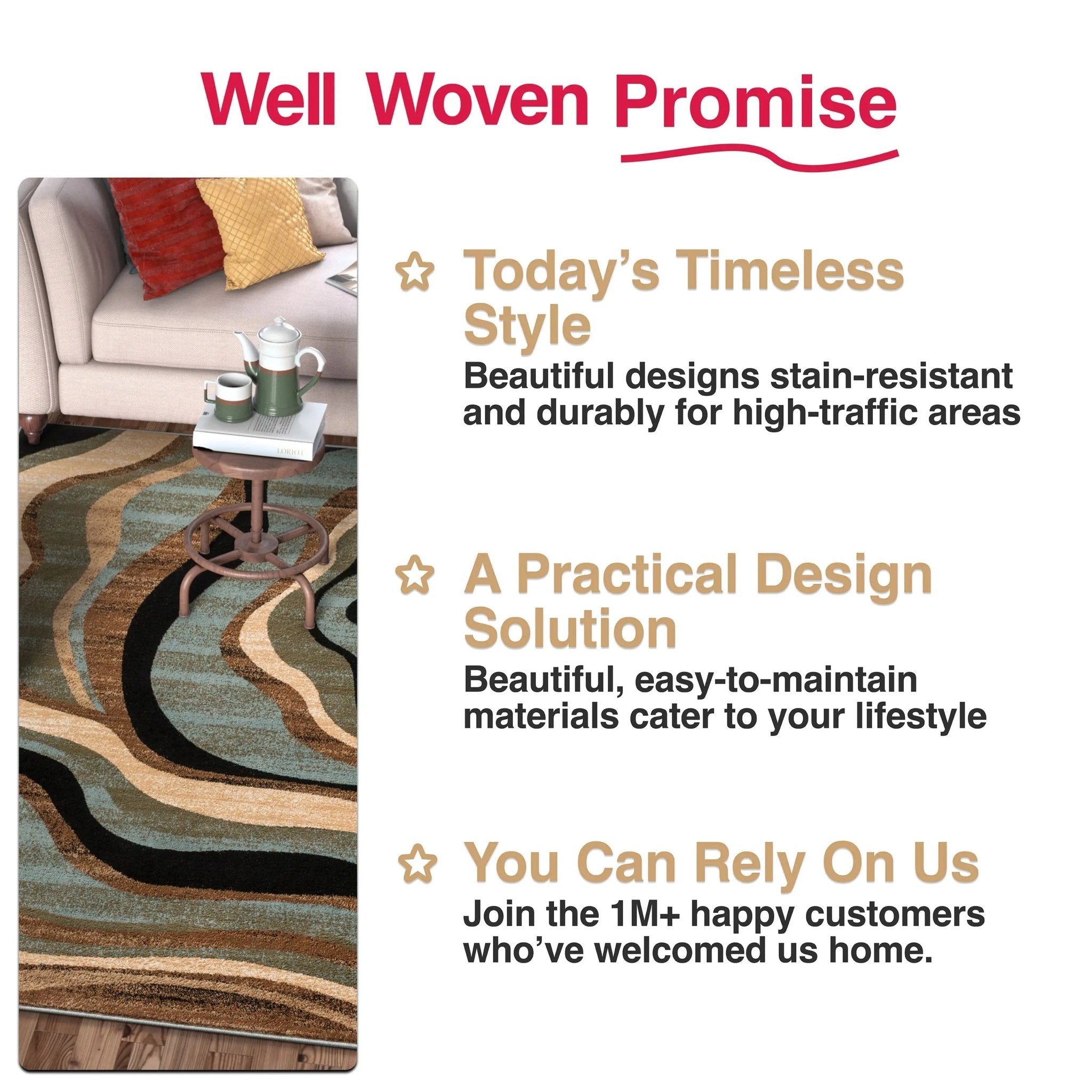 Nirvana Waves Multi Blue Modern Rug Well Woven