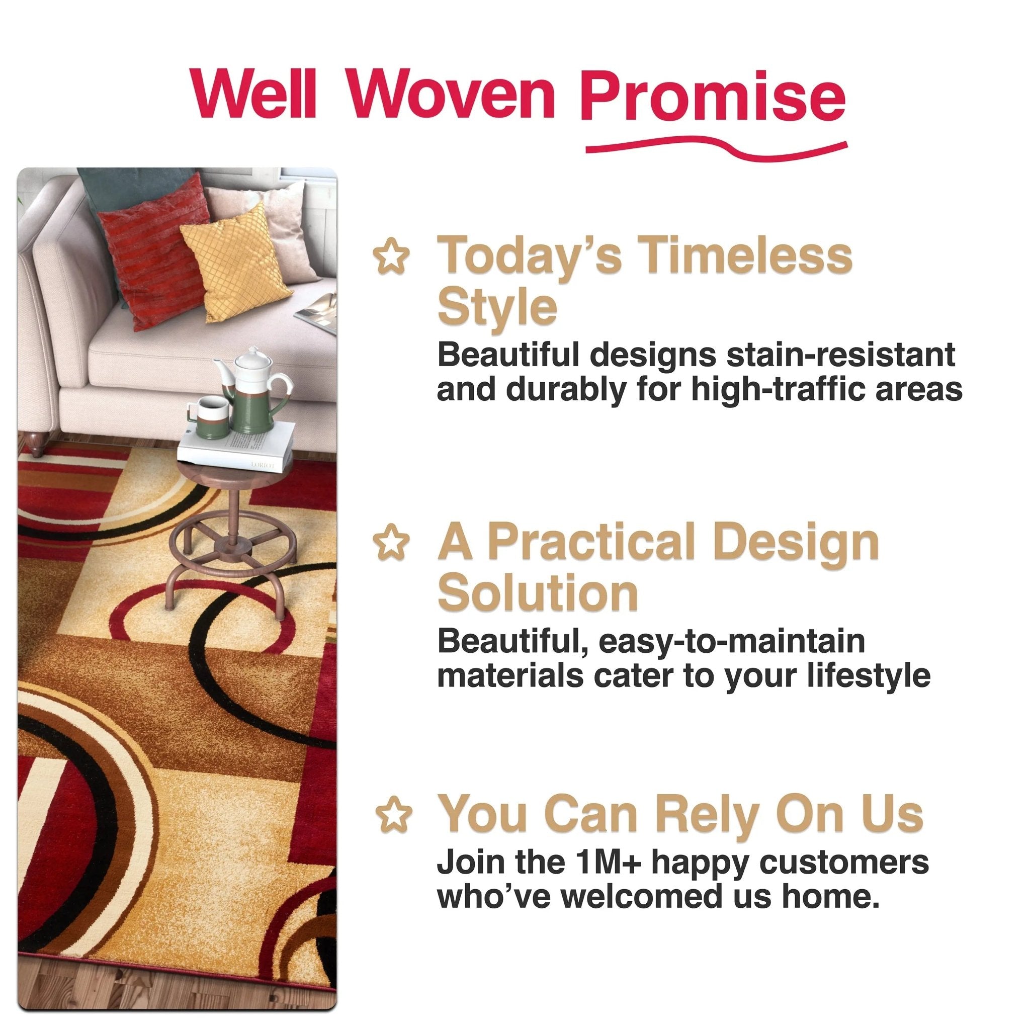 Arcs & Shapes Red Modern Rug Well Woven