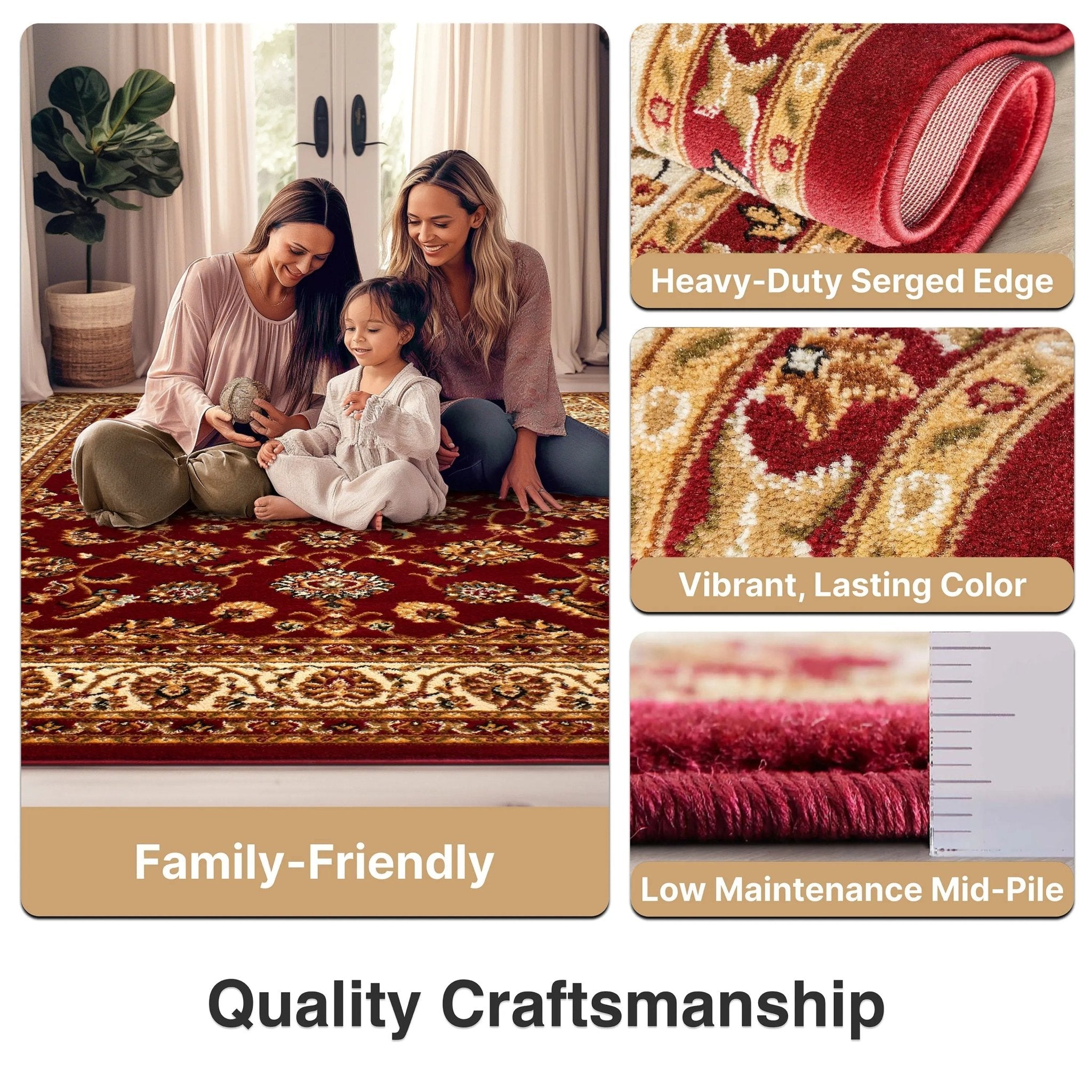 Sarouk Red Traditional Rug Well Woven