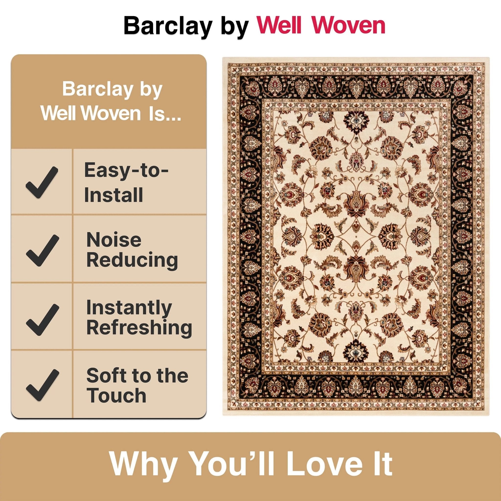 Sarouk Ivory Traditional Rug Well Woven