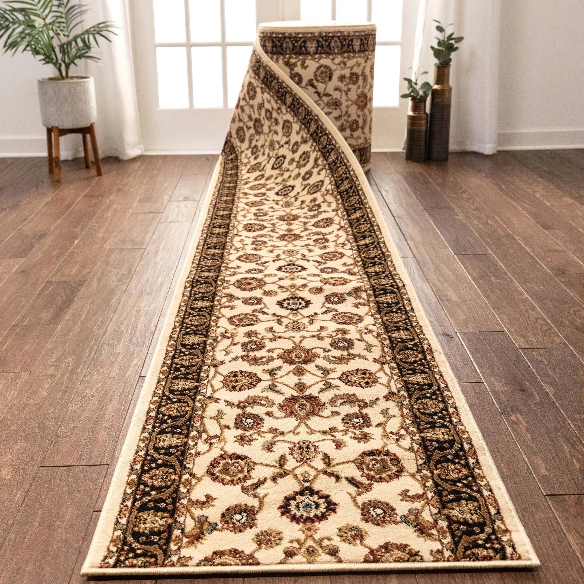 Sarouk Custom Size Runner Traditional Ivory 27 Inch Wide x Choose Your Length Hallway Runner Rug Well Woven