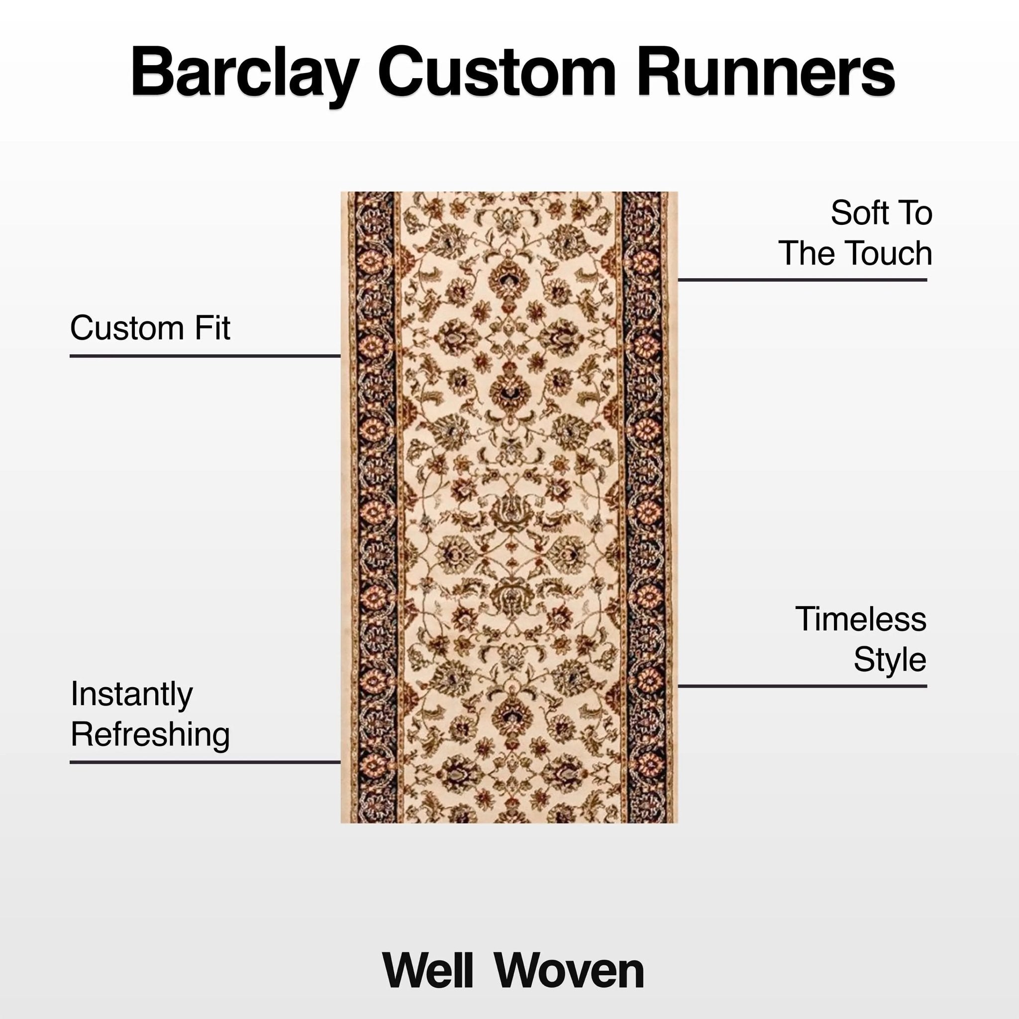 Sarouk Custom Size Runner Traditional Ivory 27 Inch Wide x Choose Your Length Hallway Runner Rug Well Woven