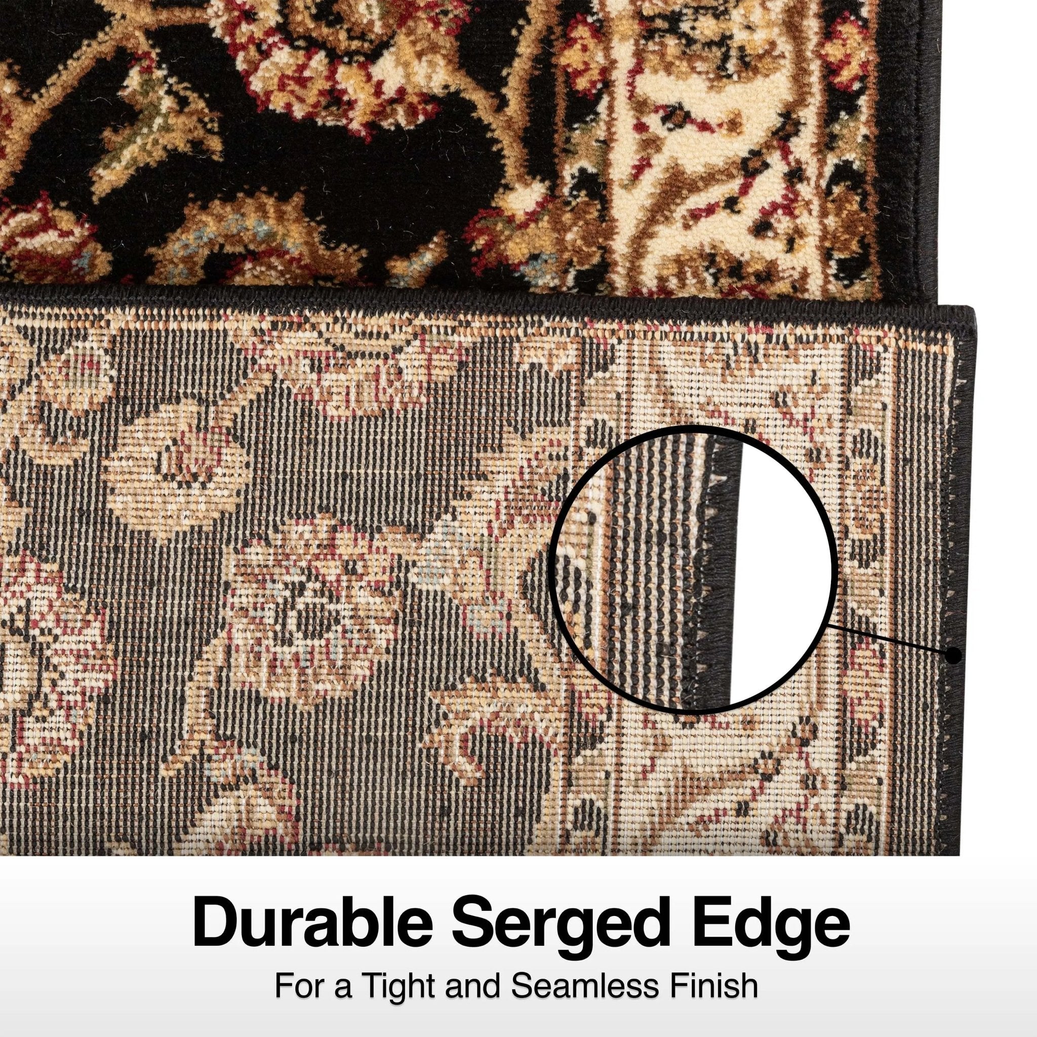 Sarouk Custom Size Runner Traditional Black 27 Inch Wide x Choose Your Length Hallway Runner Rug Well Woven