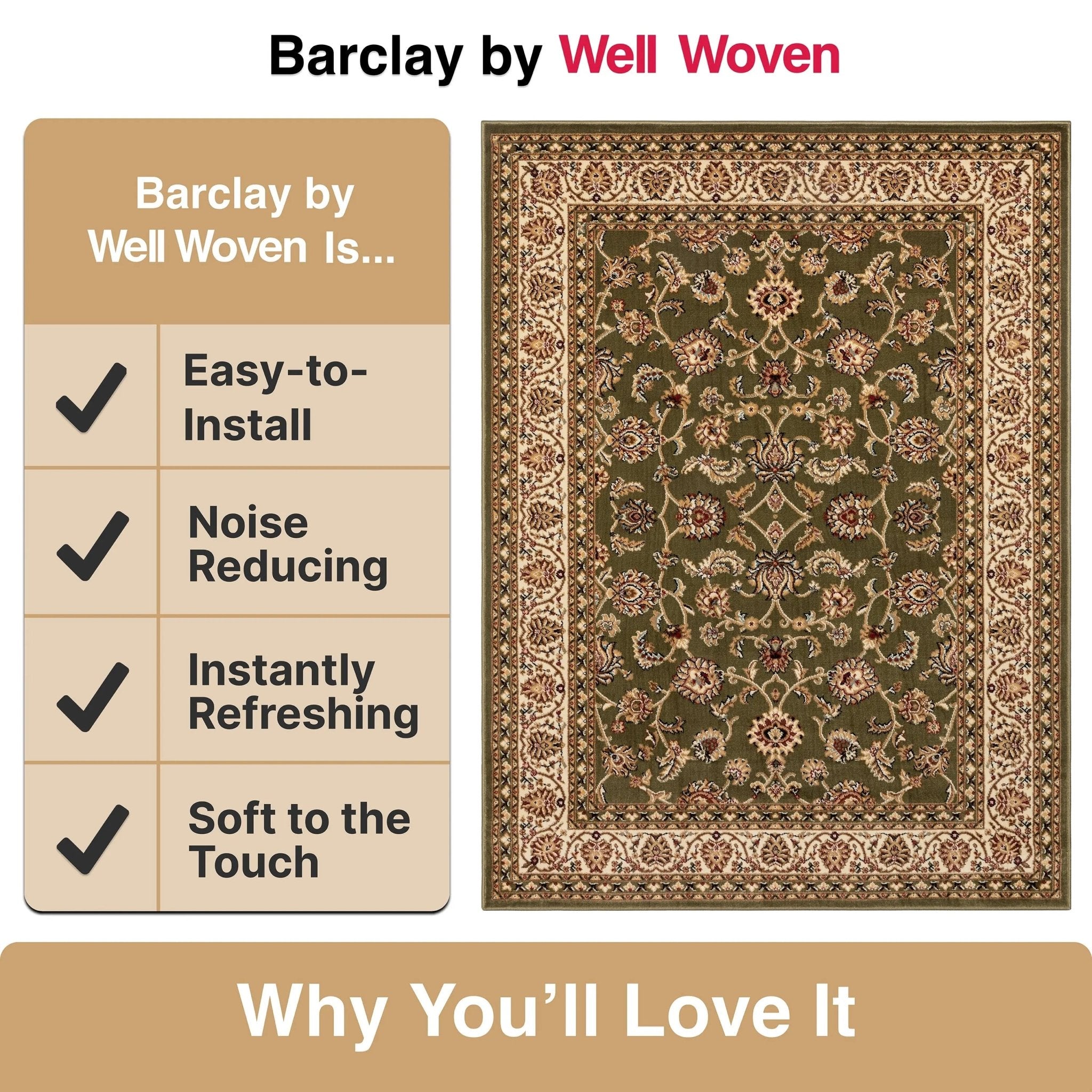 Sarouk Green Traditional Rug Well Woven