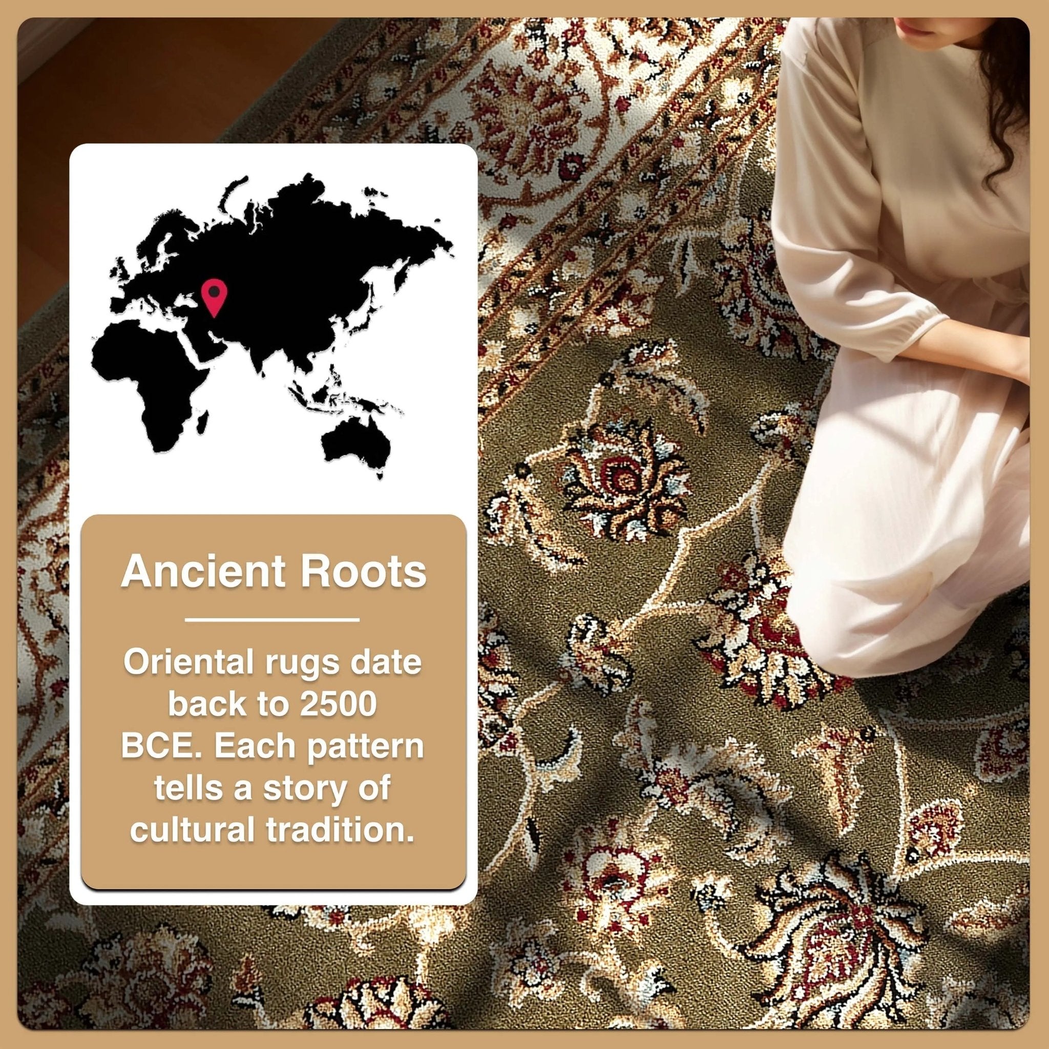 Sarouk Green Traditional Rug Well Woven