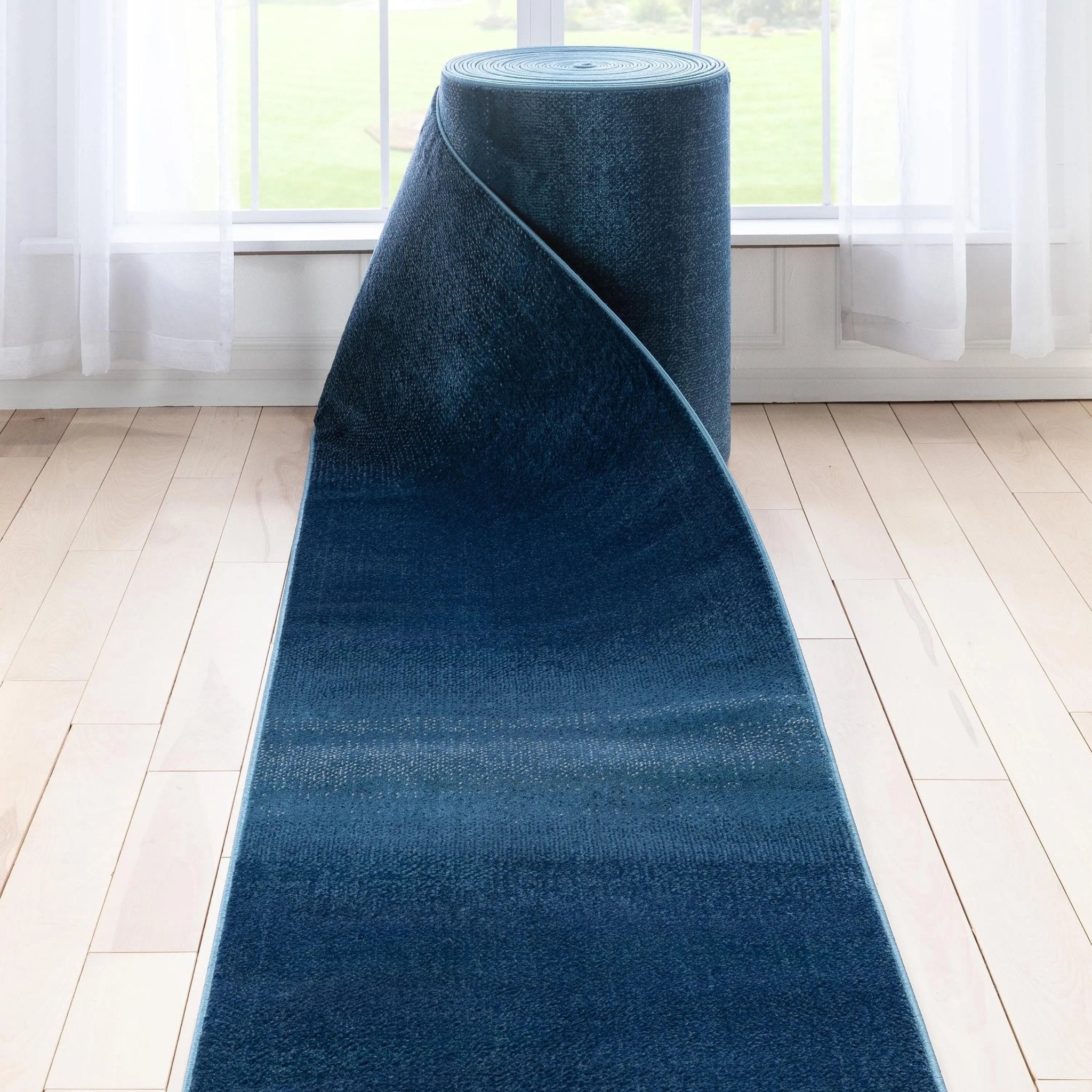 Custom Size Runner Emine Abstract Ombre Modern Blue 27 Inch Wide x Choose Your Length Hallway Runner Rug Well Woven