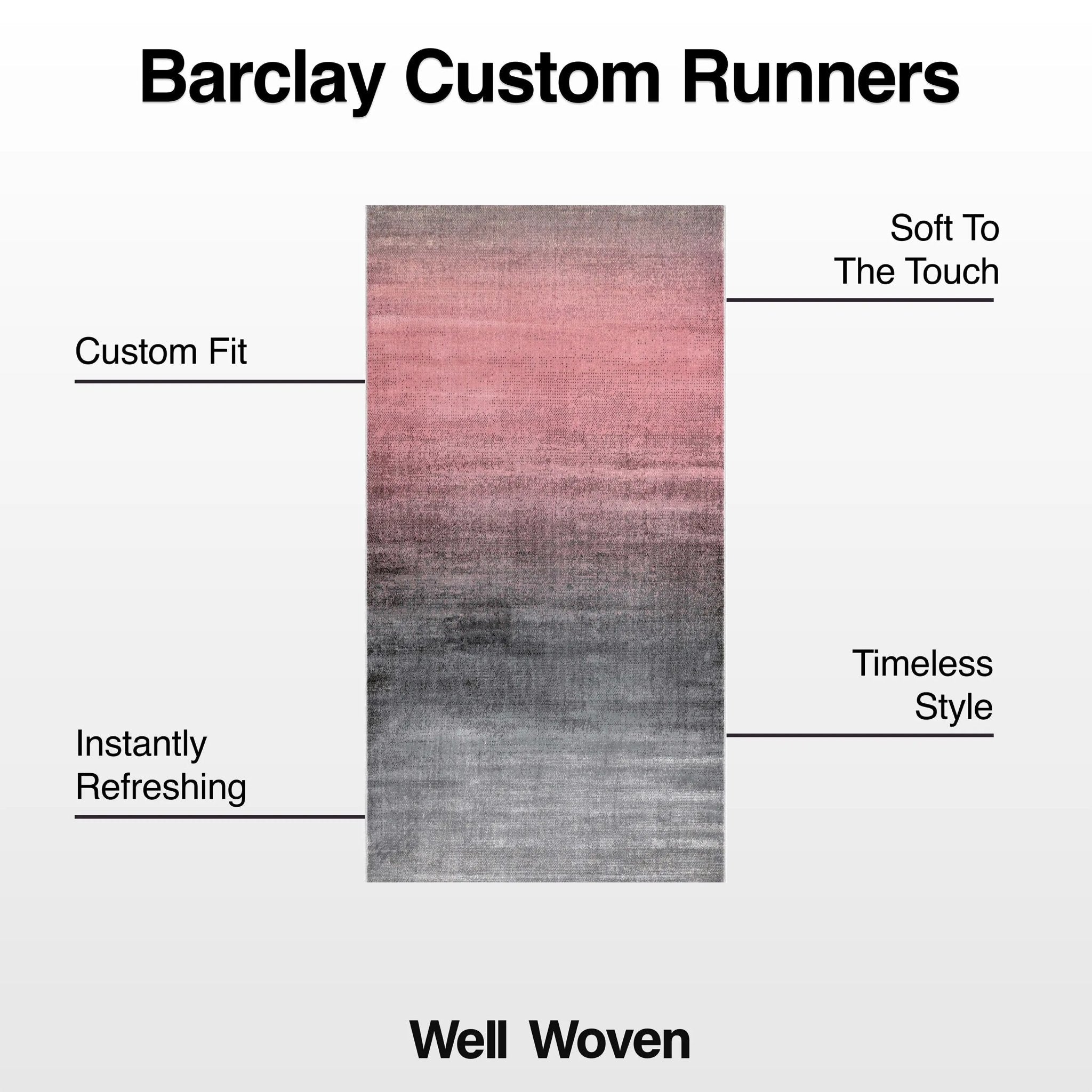 Custom Size Runner Emine Abstract Ombre Modern Blush 27 Inch Wide x Choose Your Length Hallway Runner Rug Well Woven