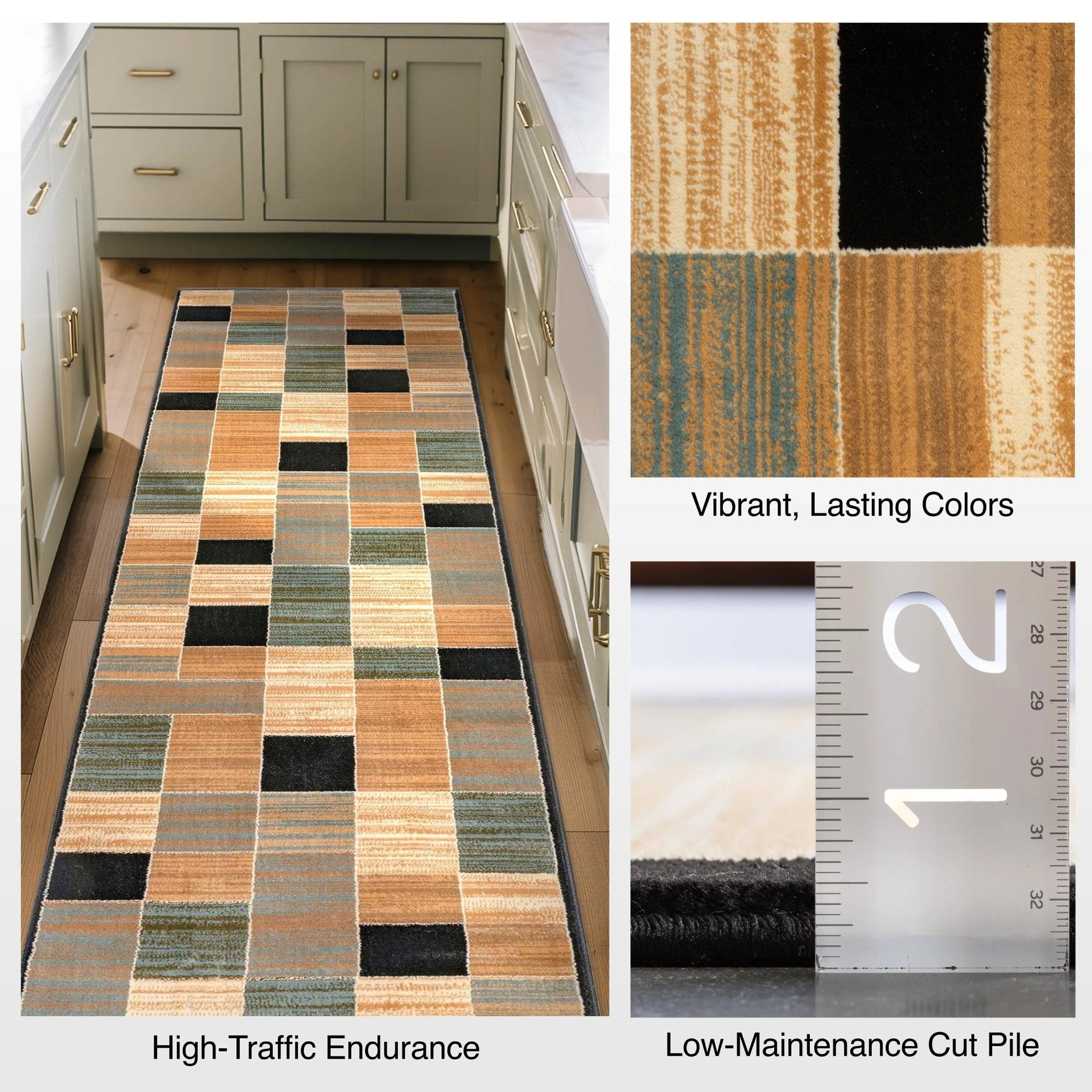 Custom Size Runner Yaren Geometric  Modern Blue 27 Inch Wide x Choose Your Length Hallway Runner Rug Well Woven