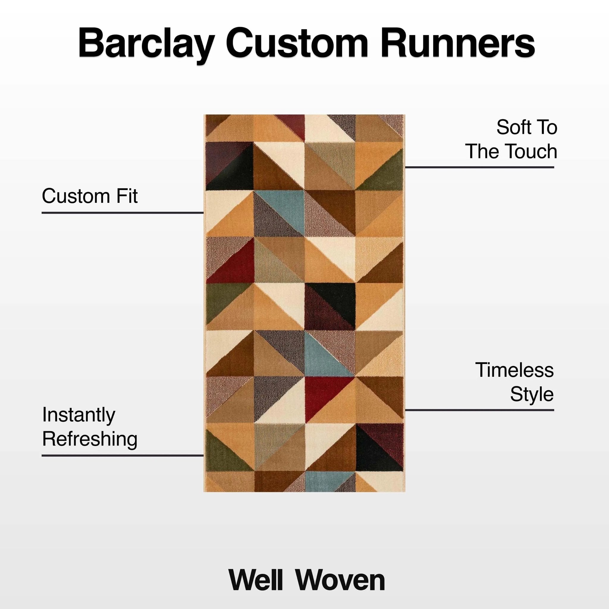 Custom Size Runner Yaren Geometric  Modern Ivory Multi 27 Inch Wide x Choose Your Length Hallway Runner Rug Well Woven