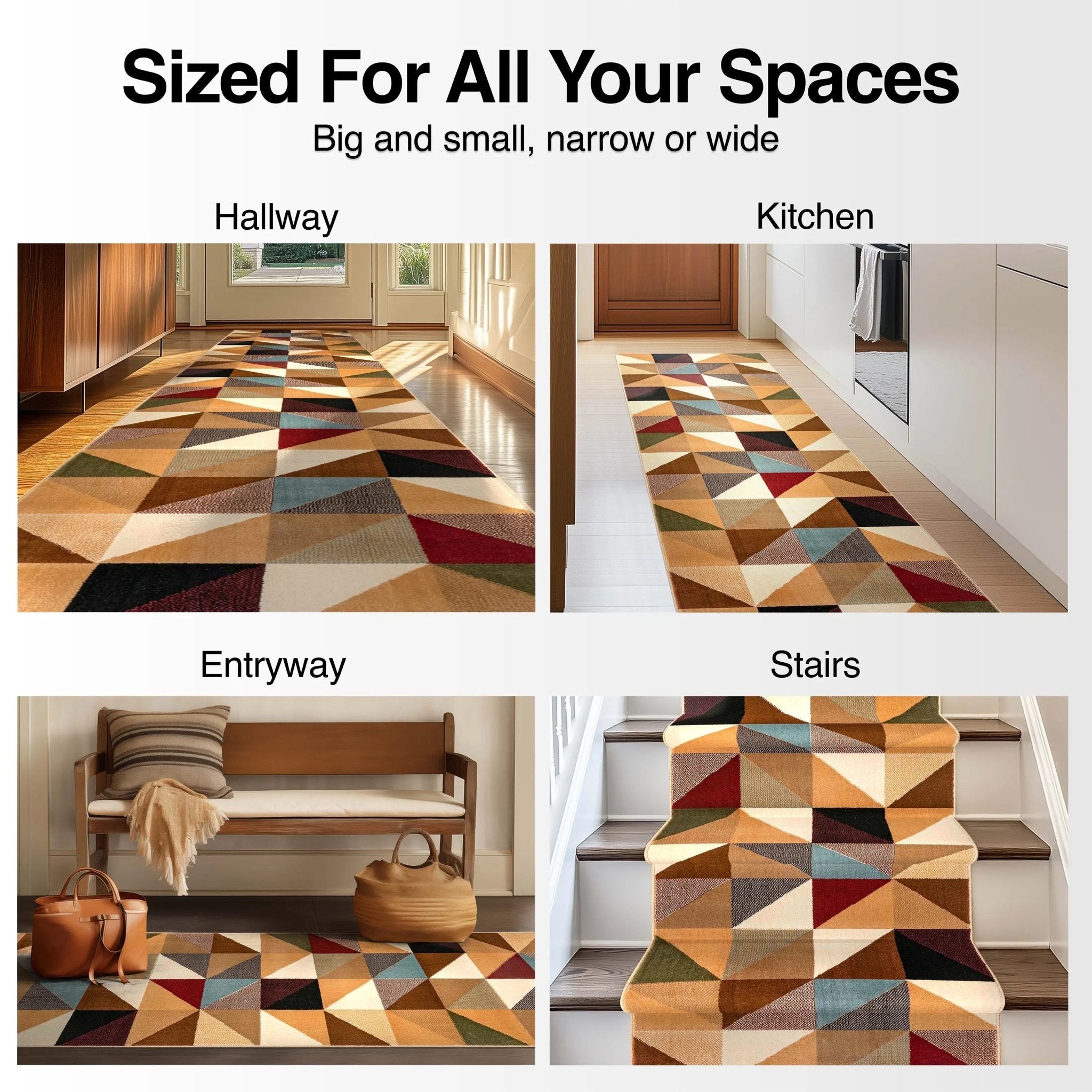 Custom Size Runner Yaren Geometric  Modern Ivory Multi 27 Inch Wide x Choose Your Length Hallway Runner Rug Well Woven