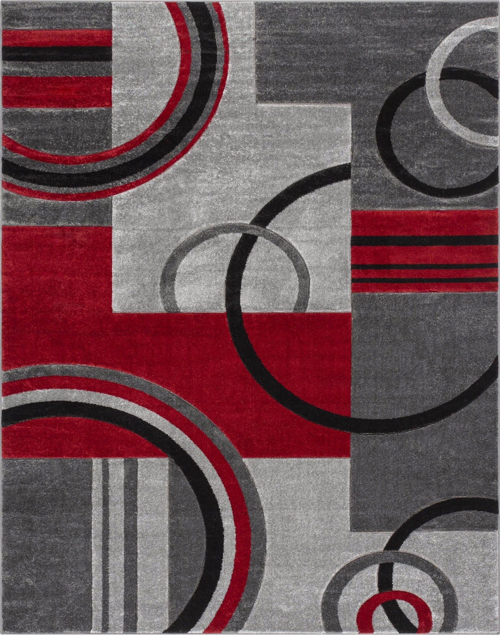 Galaxy Waves Grey Red Modern Geometric Rug Well Woven