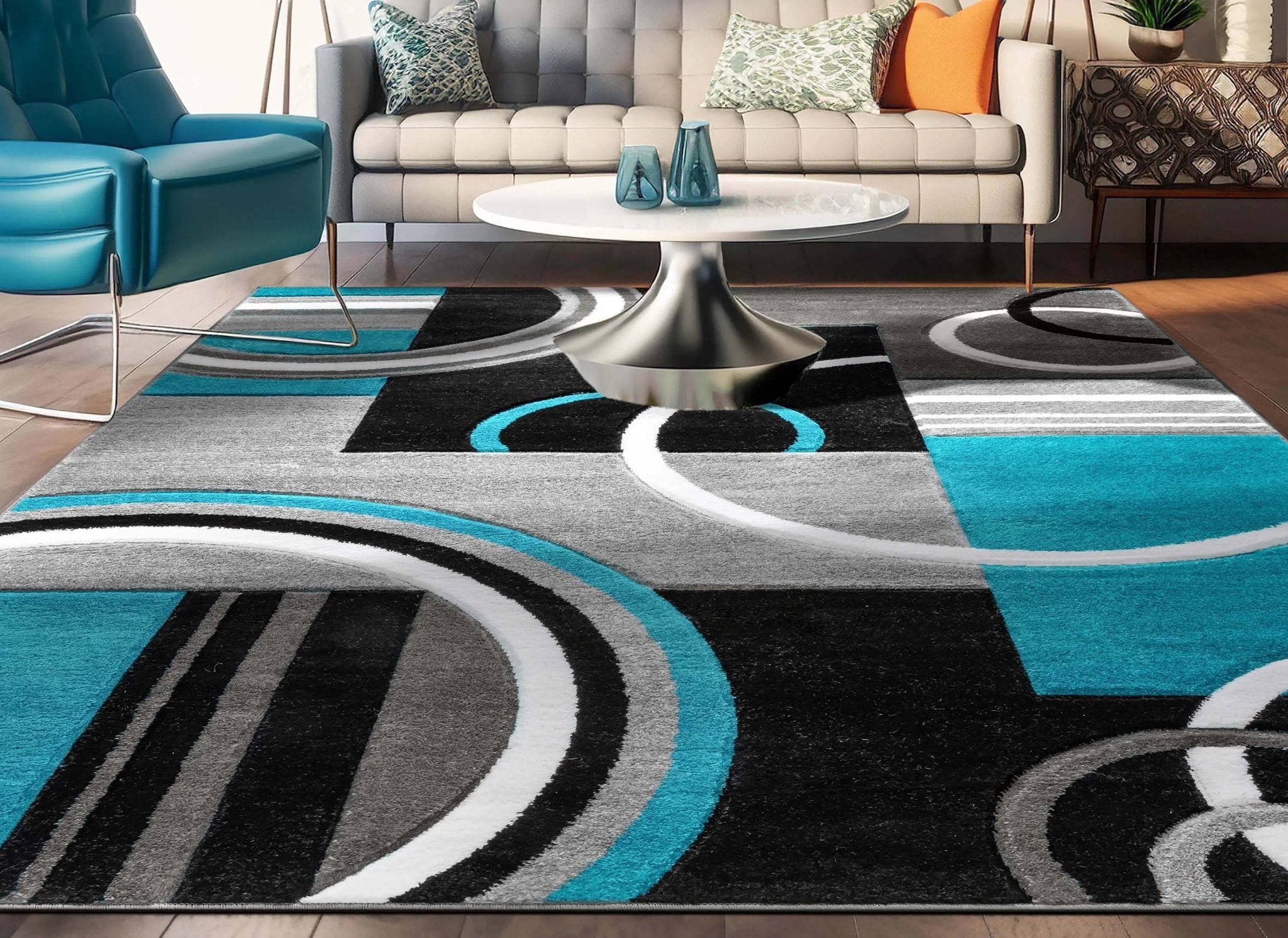 Galaxy Waves Blue Modern Rug Well Woven