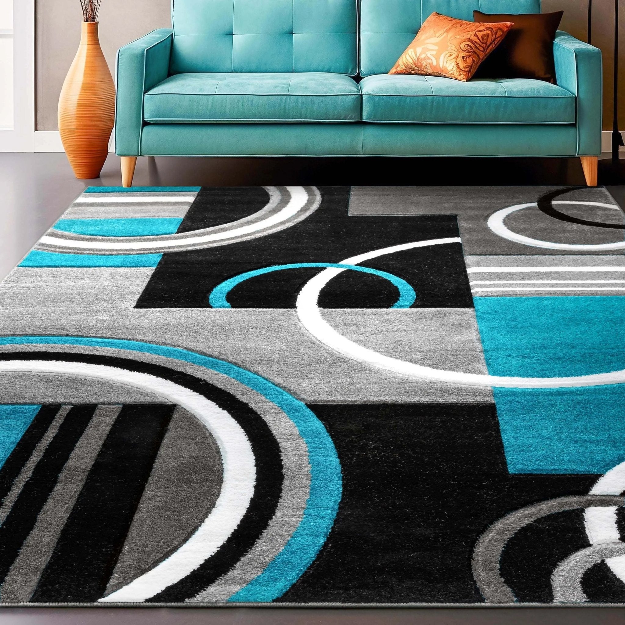 Galaxy Waves Blue Modern Rug Well Woven