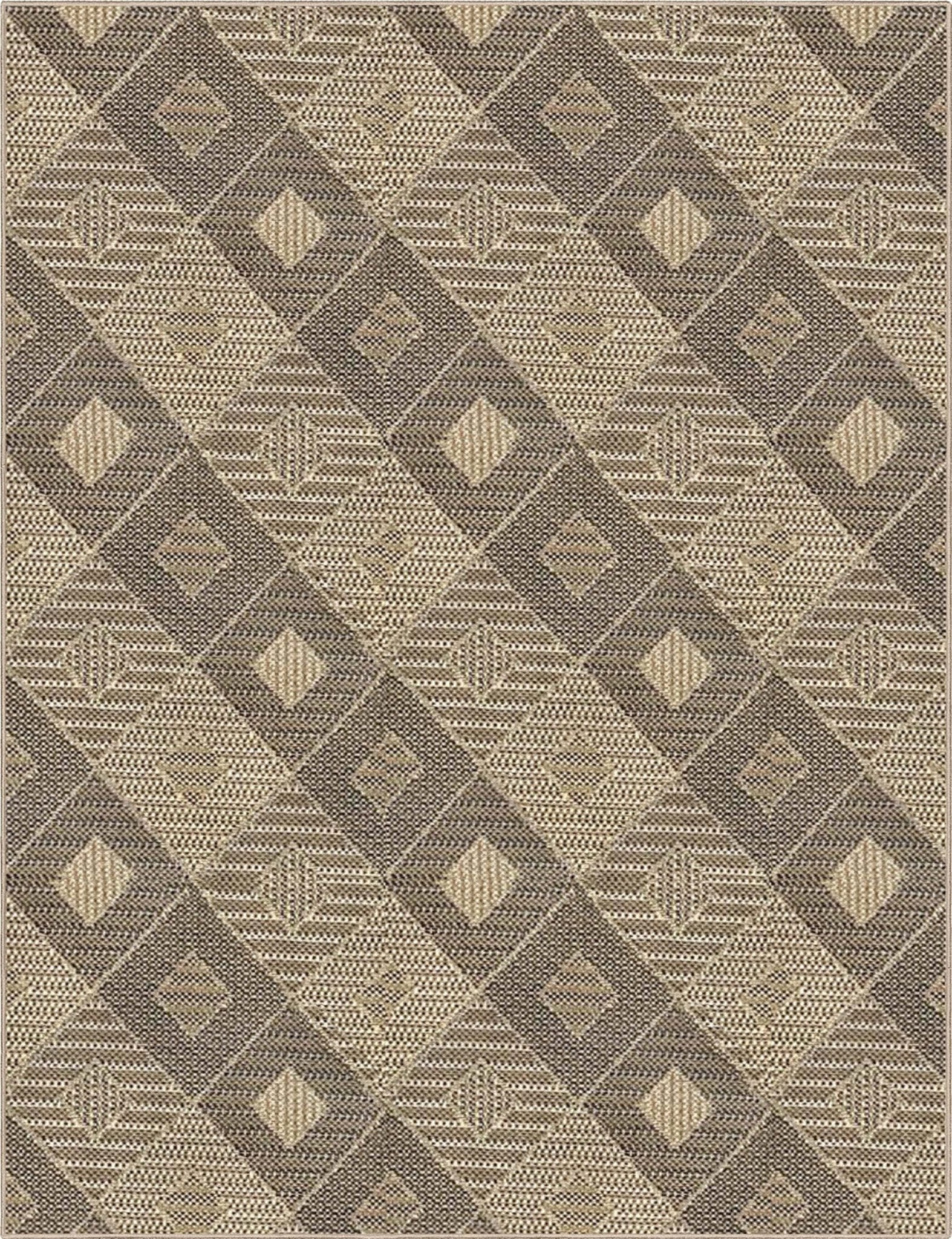 Heritage Diamond Pattern Indoor Outdoor Natural Brown Textured Rug AL-272 - Well Woven - Overhead