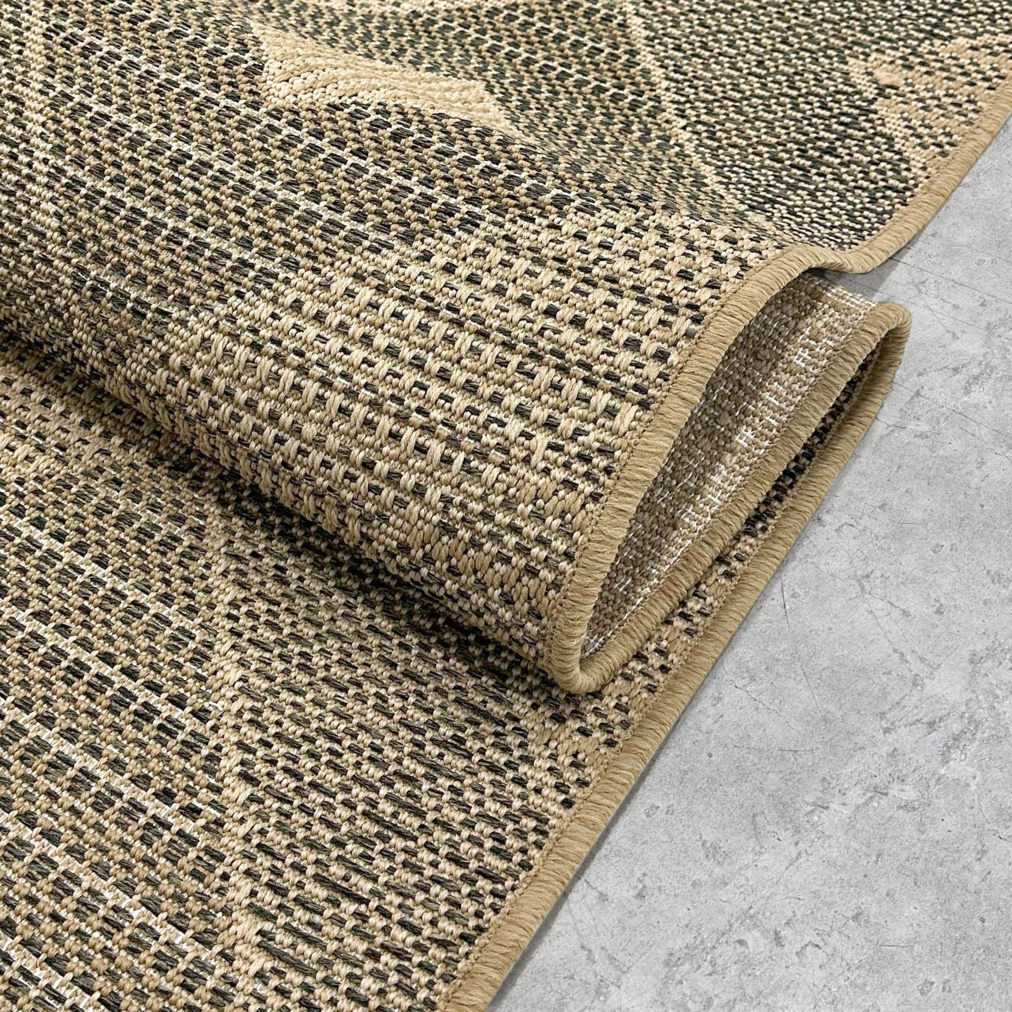 Heritage Diamond Pattern Indoor Outdoor Natural Brown Textured Rug AL-272 - Well Woven - Rug Texture