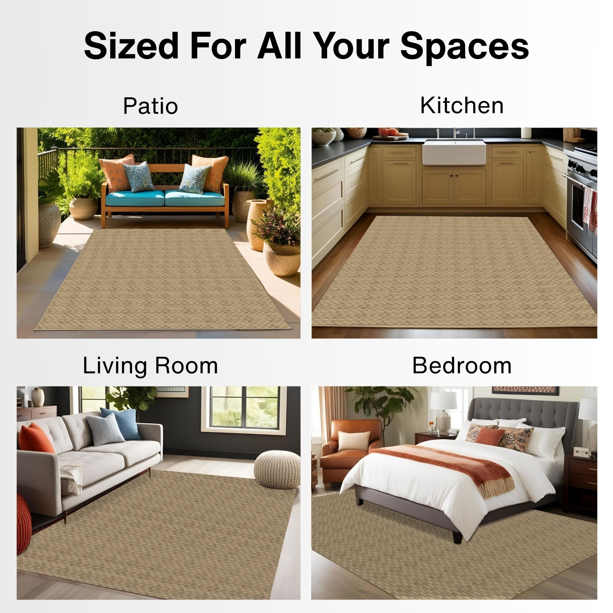 Alto Textures Custom Outdoor/Indoor Flat-Pile Rug - Personalized Sizes, Easy Maintenance - Well Woven - Natural rug inside and outside