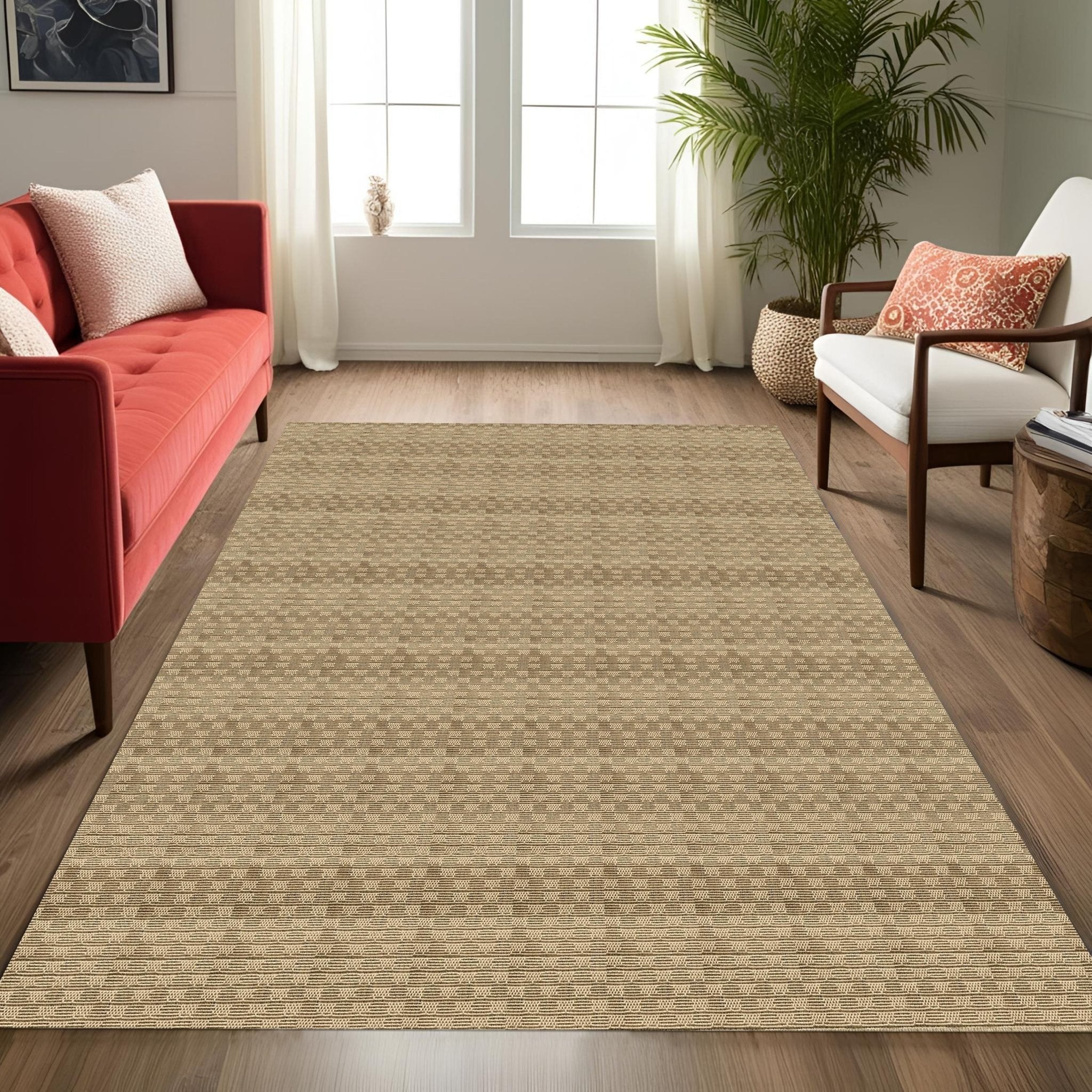 Alto Textures Custom Outdoor/Indoor Flat-Pile Rug - Personalized Sizes, Easy Maintenance - Well Woven - Natural rug in an entryway