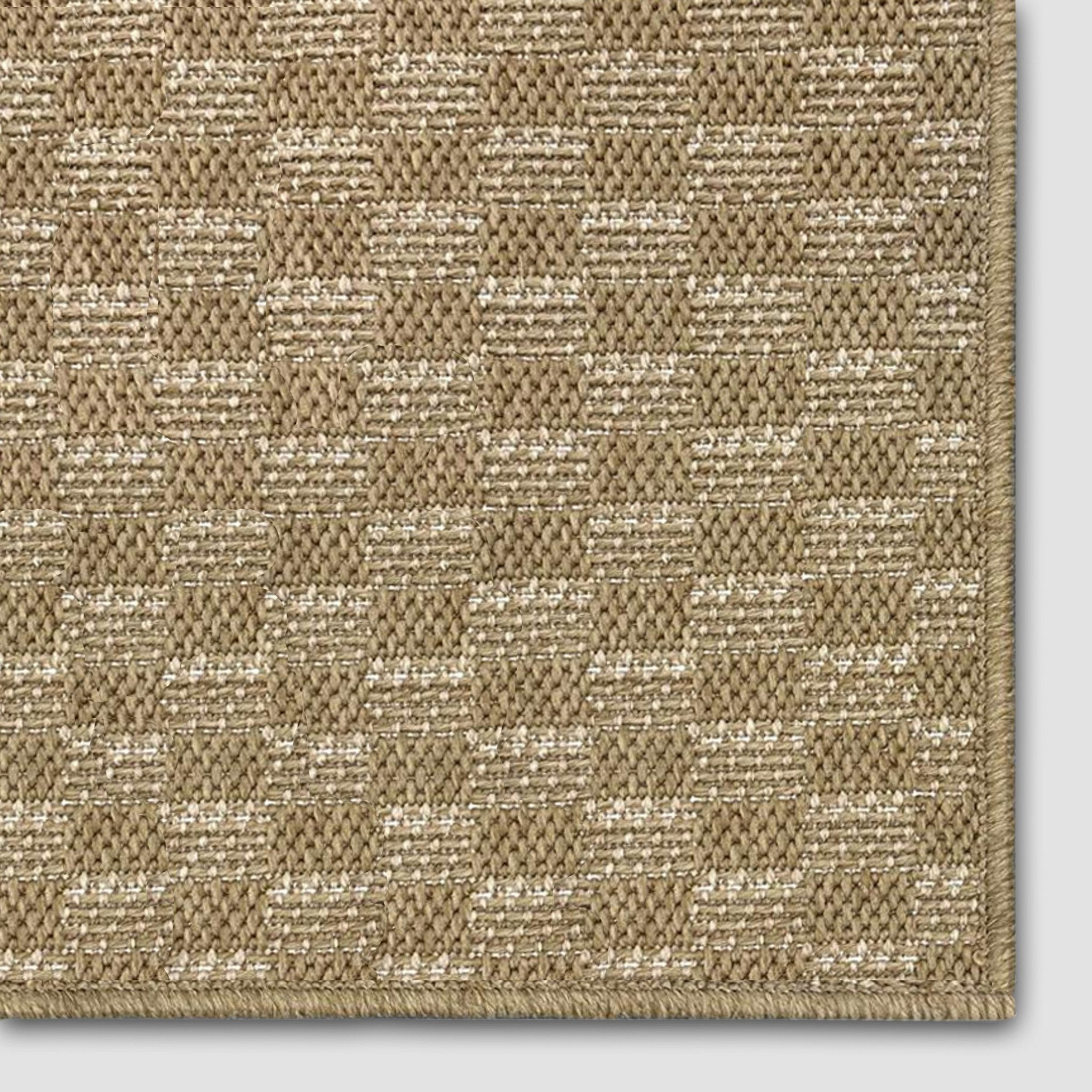 Alto Textures Custom Outdoor/Indoor Flat-Pile Rug - Personalized Sizes, Easy Maintenance - Well Woven - Natural - Corner