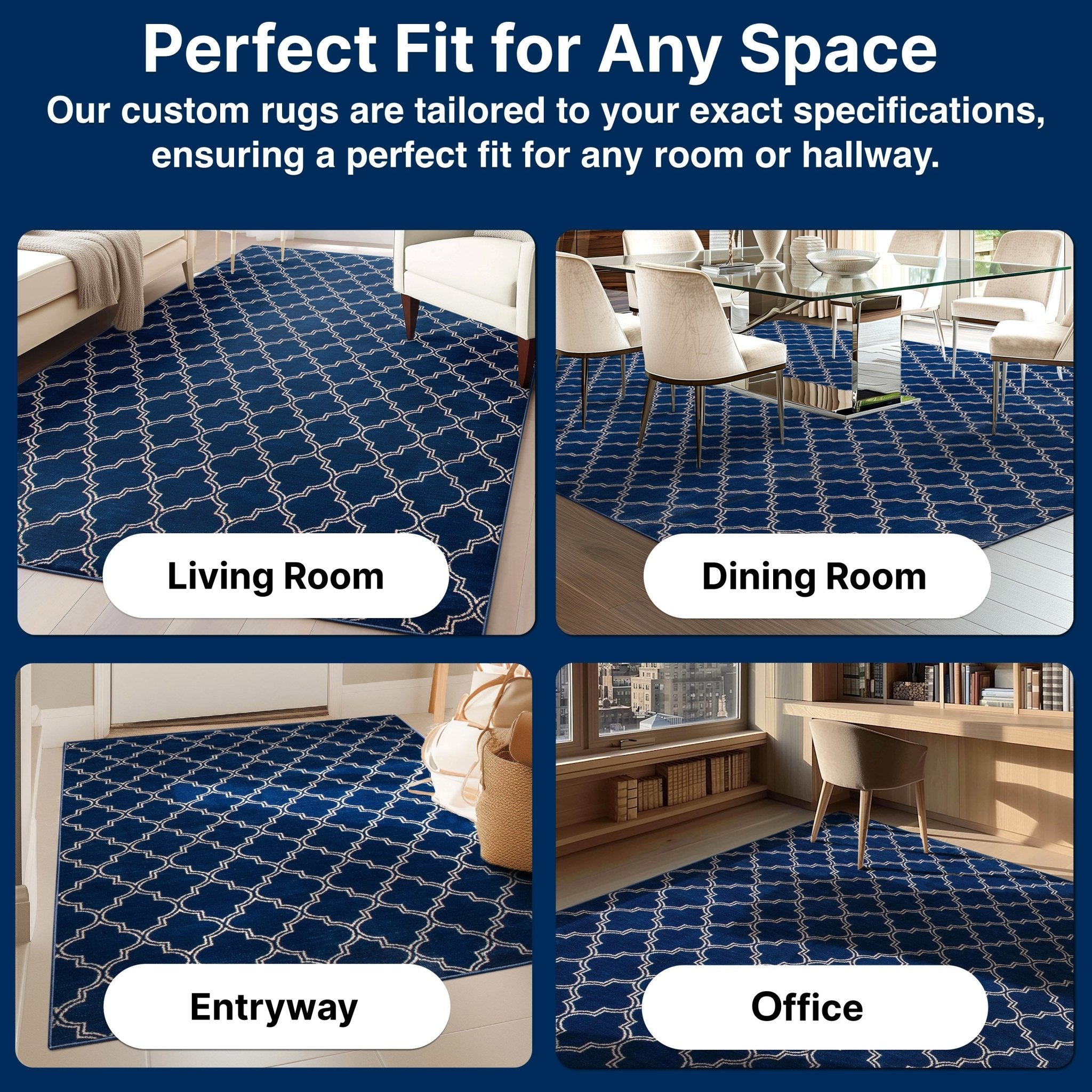 Nantucket Trellis Custom-Made Rug, Made to Order, High-Quality, Elegant Blue Design Area Rug - Well Woven - Made-to-measure rug