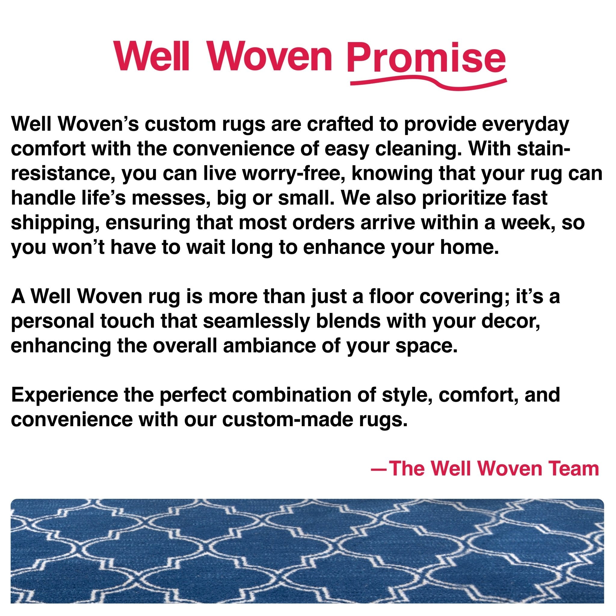 Nantucket Trellis Custom-Made Rug, Made to Order, High-Quality, Elegant Blue Design Area Rug - Well Woven