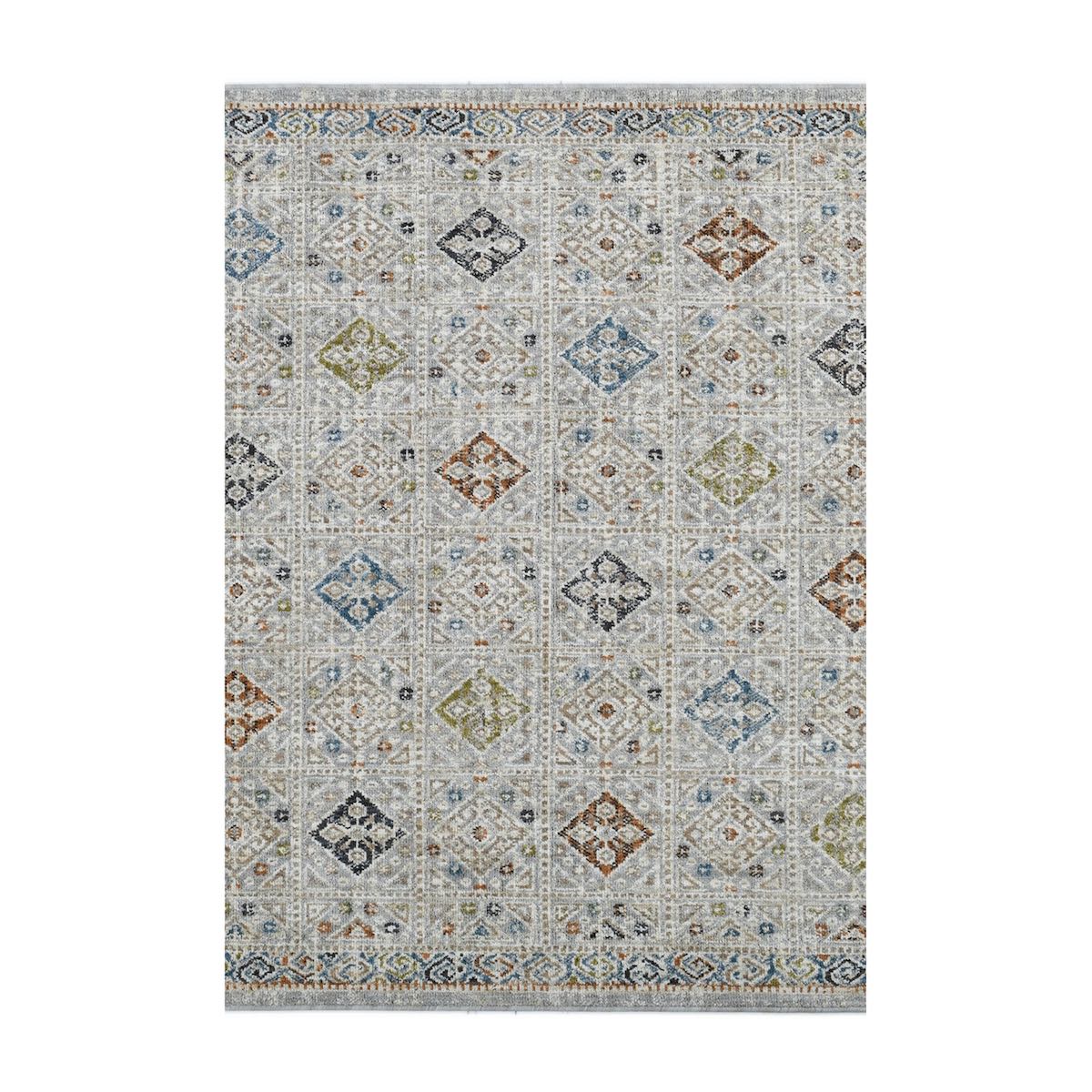 COD-21 Well Woven Mere Washable Rug: Patterned washable rug with geometric, tribal designs on a white background