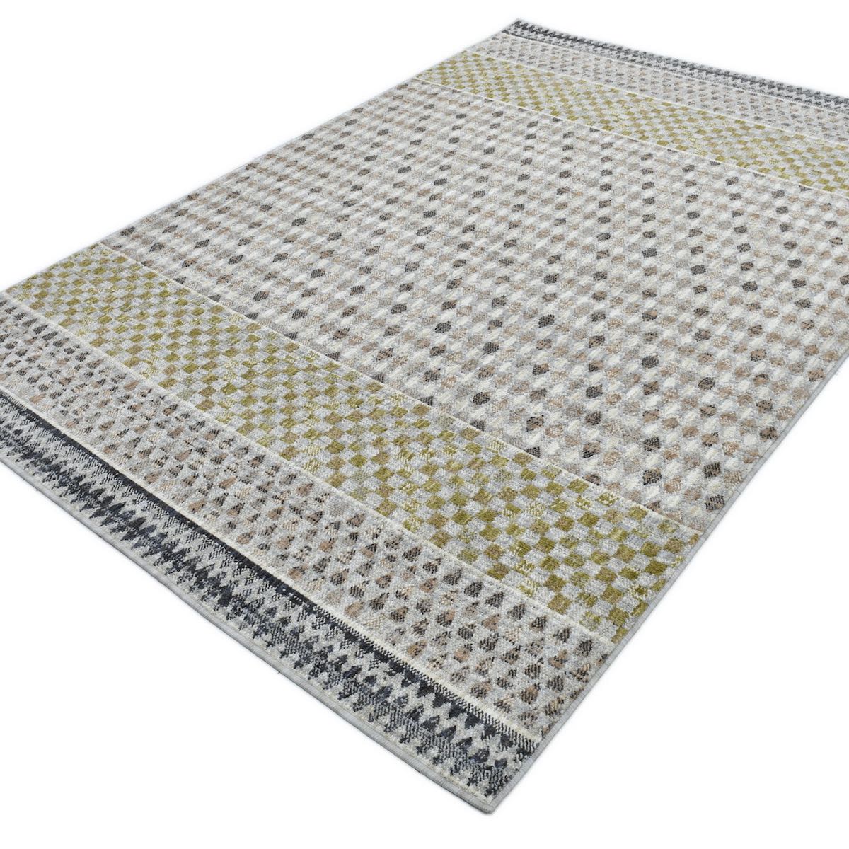 COD-31 Well Woven Wynn Washable Rug: Recycled-fiber rug with geometric design on a white background
