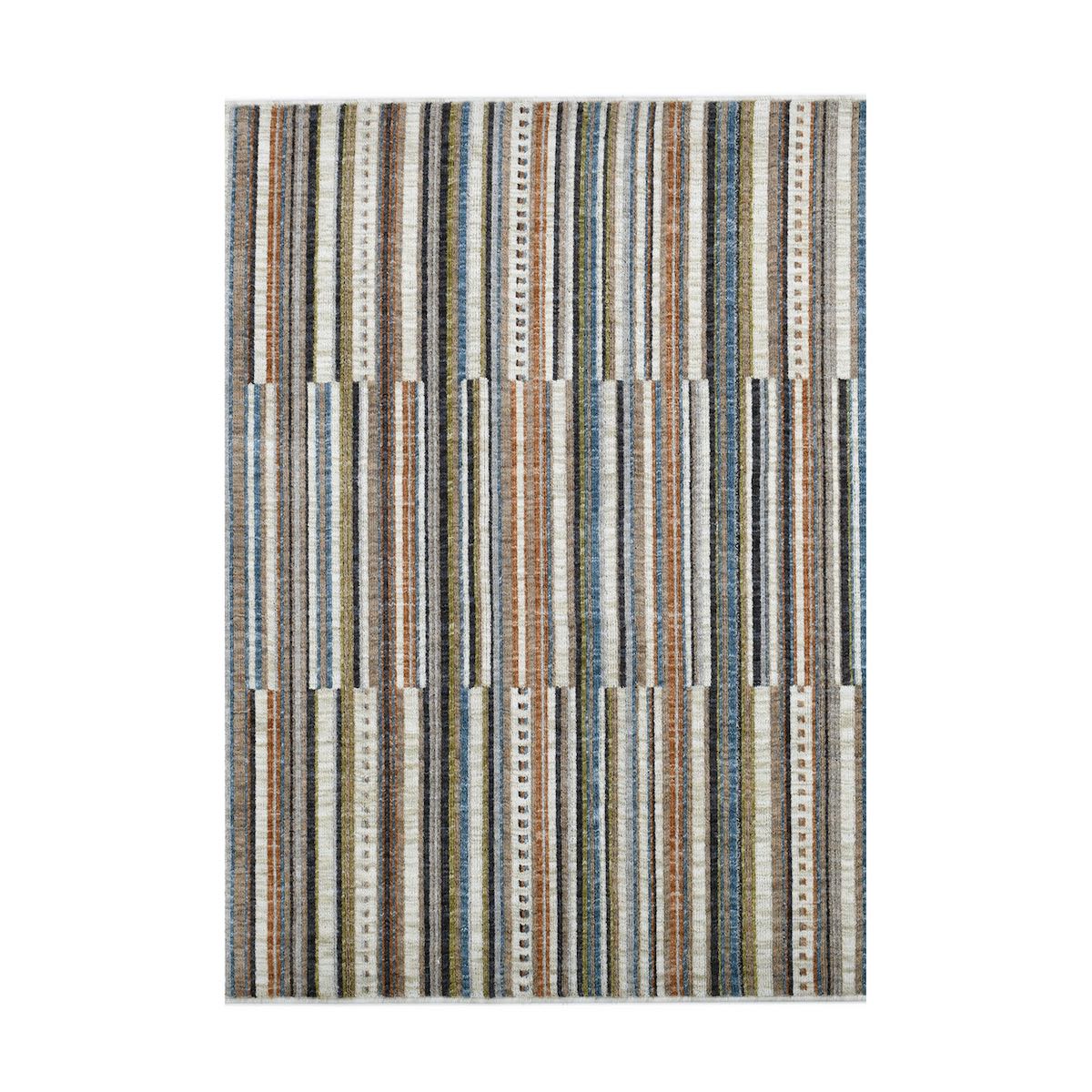 COD-41 Well Woven Thane Washable Rug: A striped area rug with a multicolor pattern, on a white background