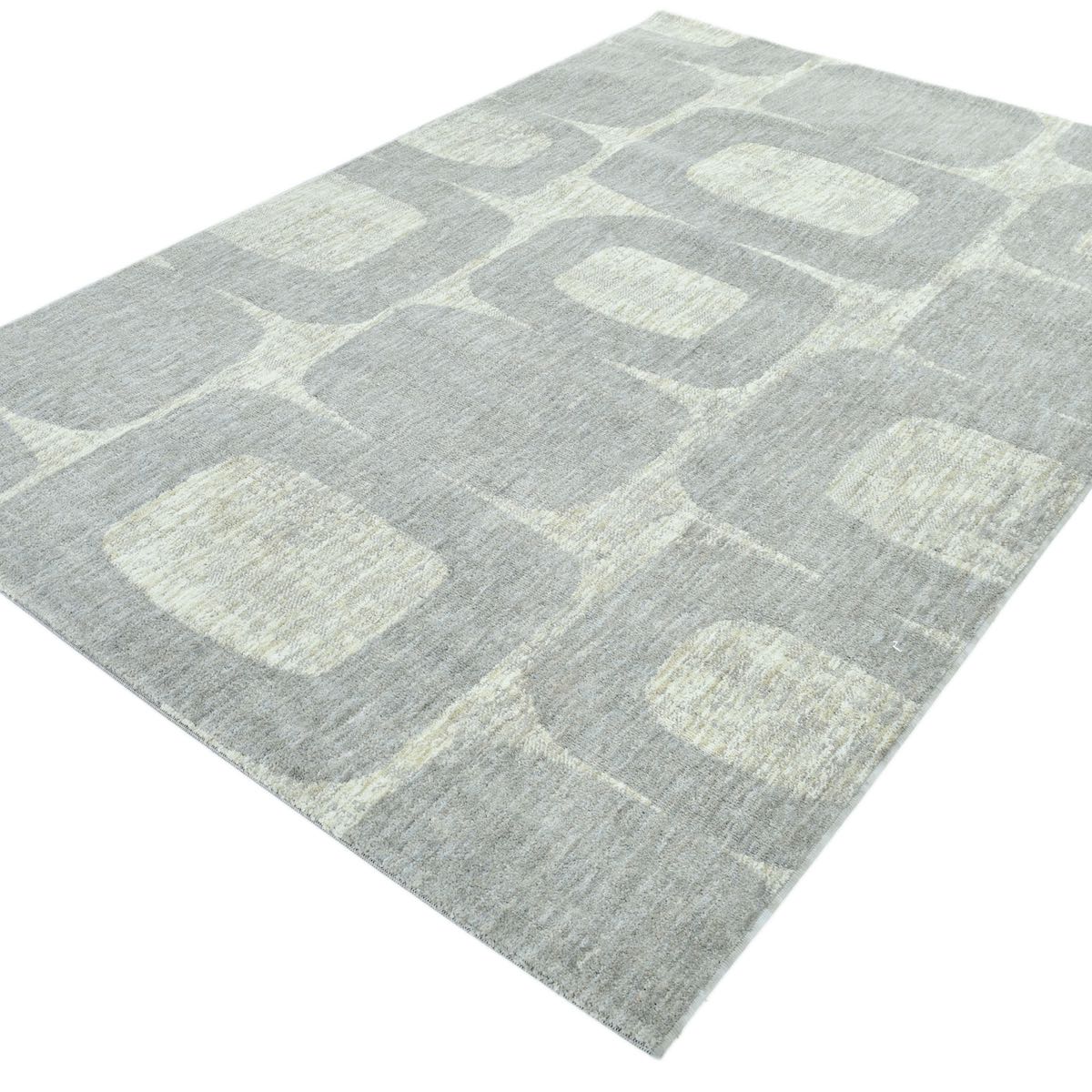 COD-72 Well Woven Wold Washable Rug: Abstract grey washable rug with recycled fiber pile on a white background