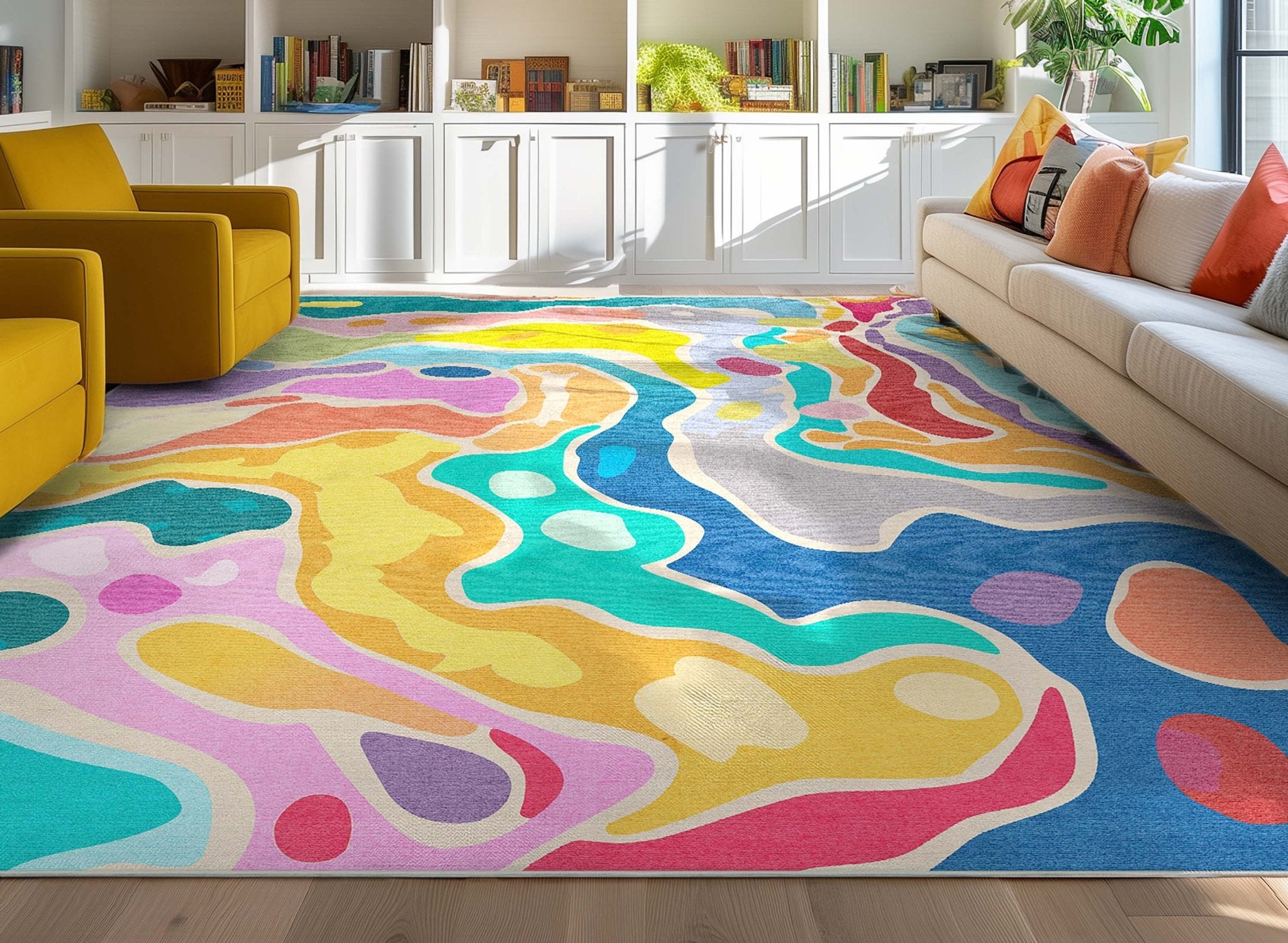 Crayola Modern Whimsy Waves Color Mix Multi-Color Area Rug By Well Woven Well Woven