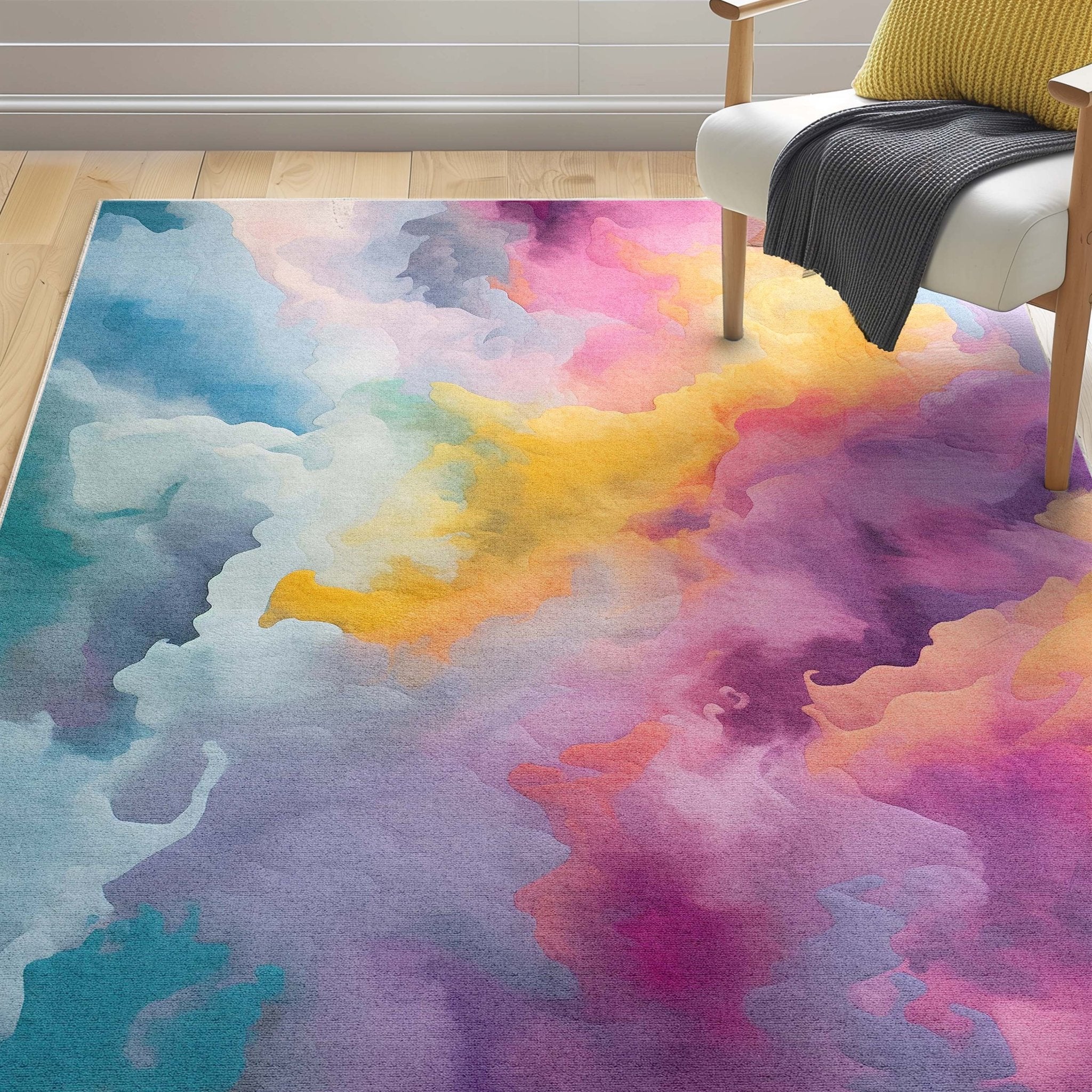 Crayola Modern Dreamy Clouds Whimsical 5' x 7' Multi Color Area Rug By Well Woven Well Woven