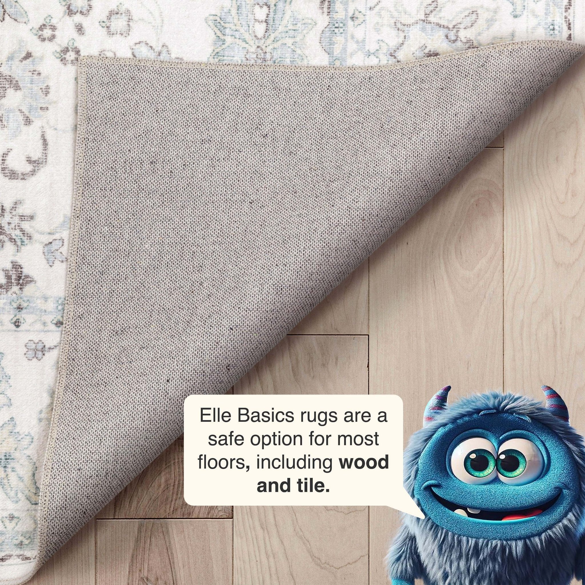 Elle Basics Silk Vintage Oriental Ivory Easy-Clean Washable Non-Slip Rug by Well Woven Well Woven