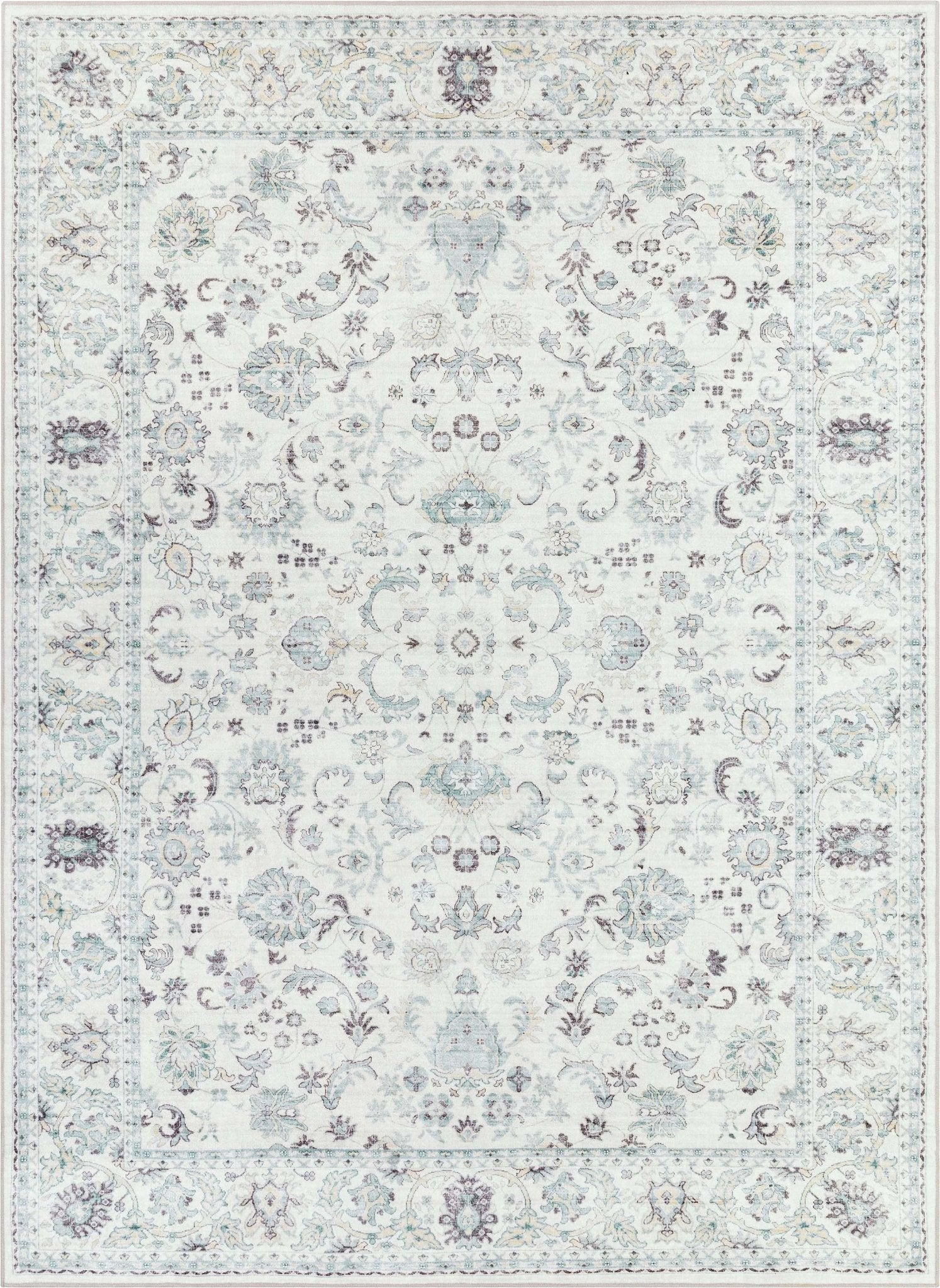 Elle Basics Silk Vintage Oriental Ivory Easy-Clean Washable Non-Slip Rug by Well Woven Well Woven