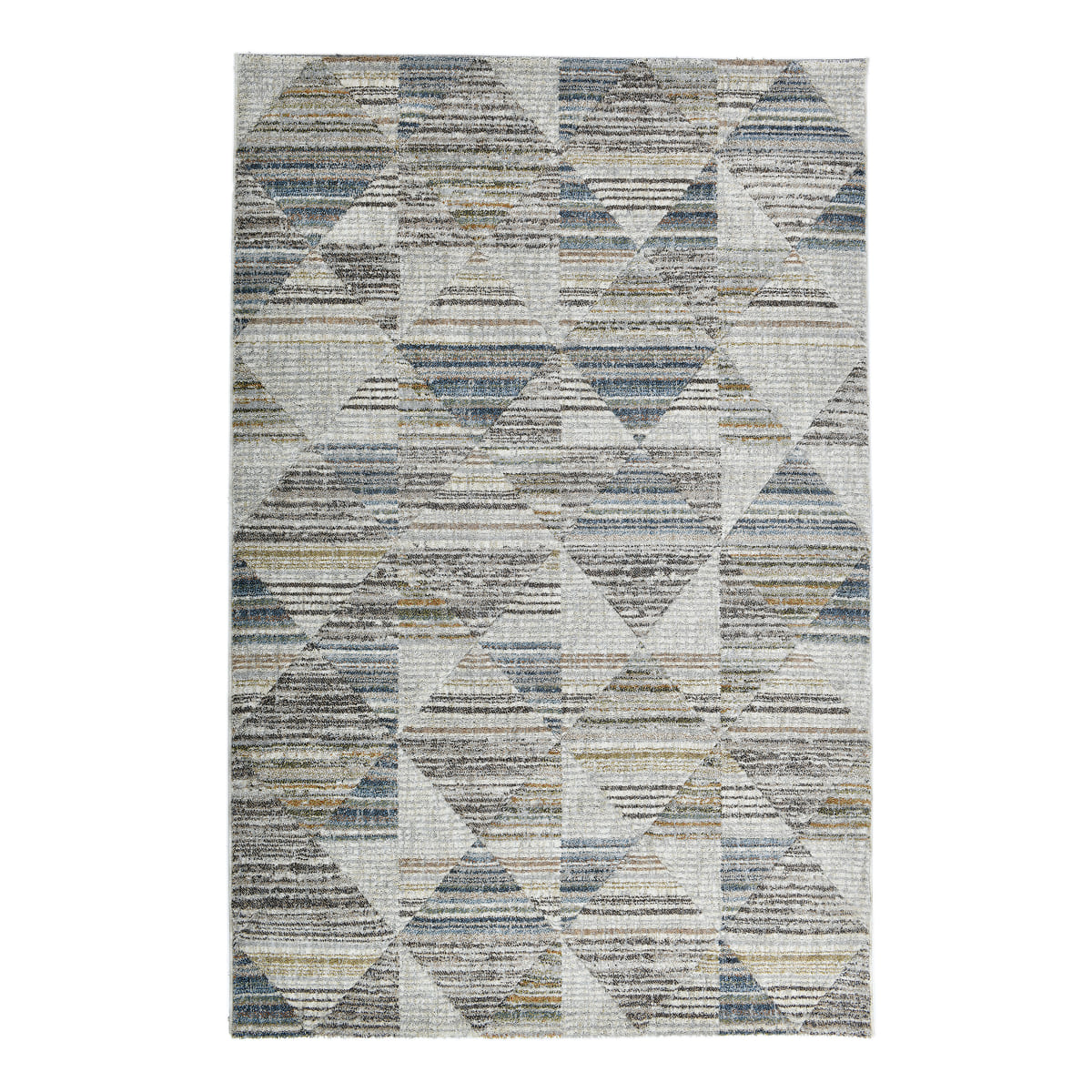 The ELM-11 Well Woven Knoll Washable Area Rug, a geometric patterned rug with blue and gray tones on a white background.