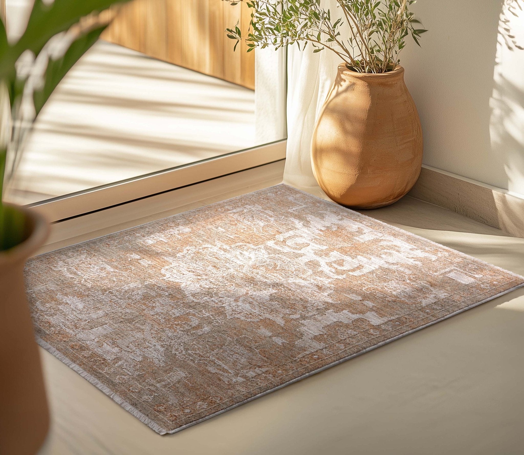 Ethos Serenity Beige Warm Earth Tone - Easy to Clean - Globally Inspired Patterns Well Woven