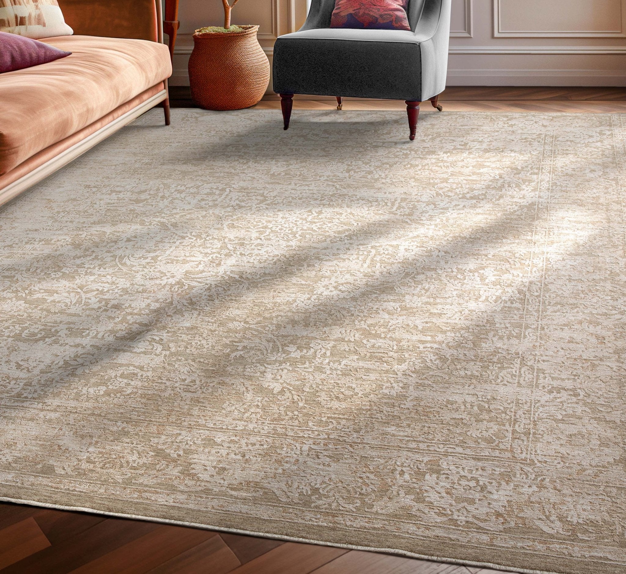 Ethos Harmony Beige Neutral Earth Tone - Easy to Clean - Globally Inspired Patterns Well Woven