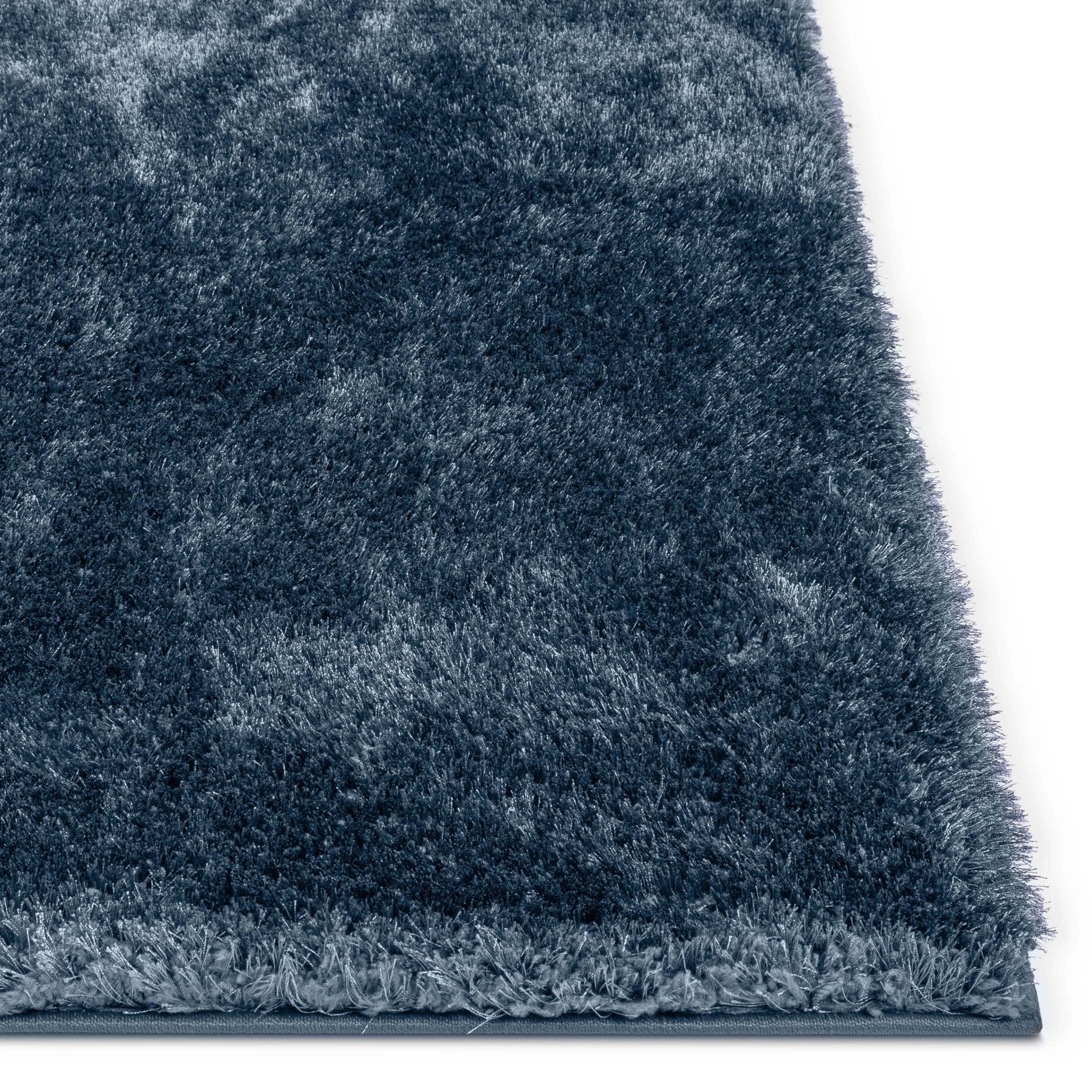 Feather Collection Liza Dark Blue Shag Rug –   Sparkly, Plush, Minimalist Glam - Well Woven - Detail Close Up