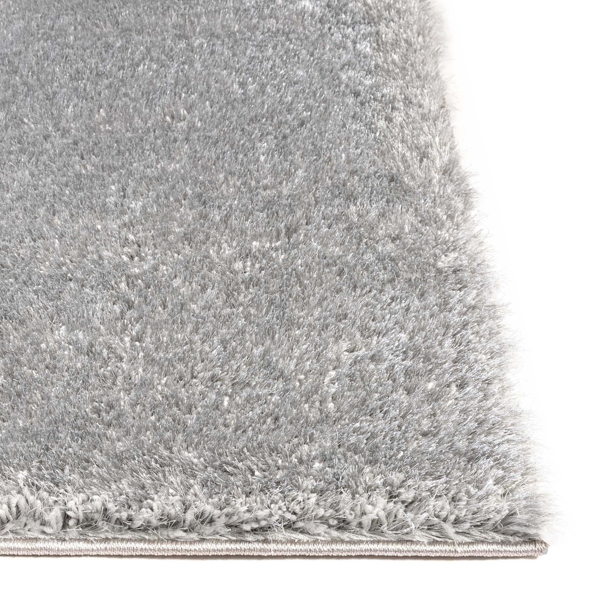 Feather Collection Liza  Silver Shag Rug –  Sparkly, Plush, Minimalist Glam - Well Woven - Thick pile