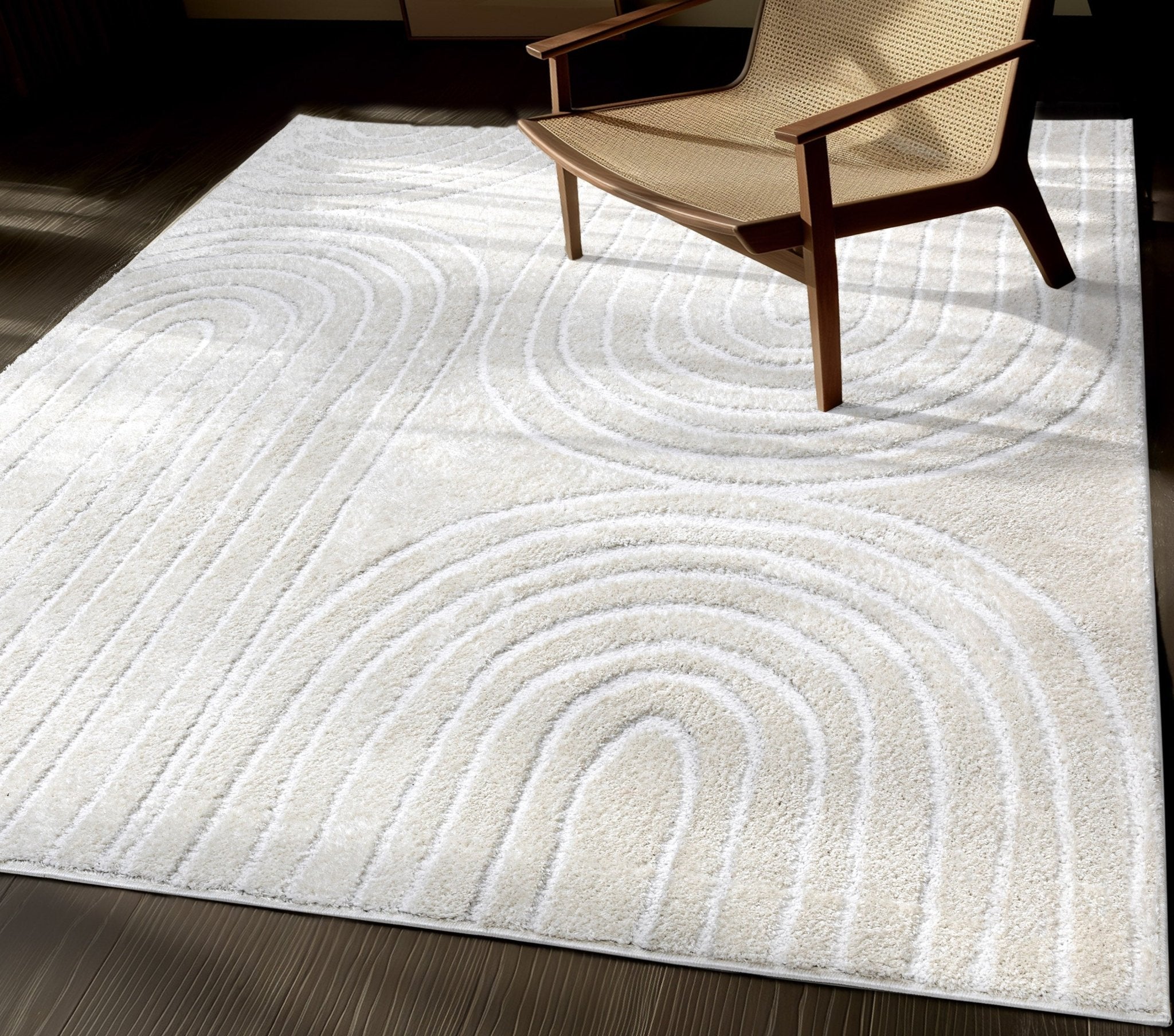 Rainbow Shag Geometric Ivory High-Low Rug Well Woven