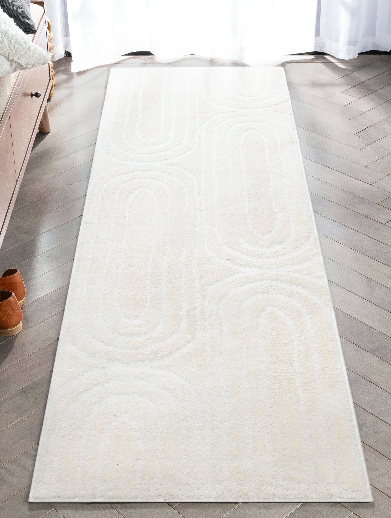 Rainbow Shag Geometric Ivory High-Low Rug Well Woven