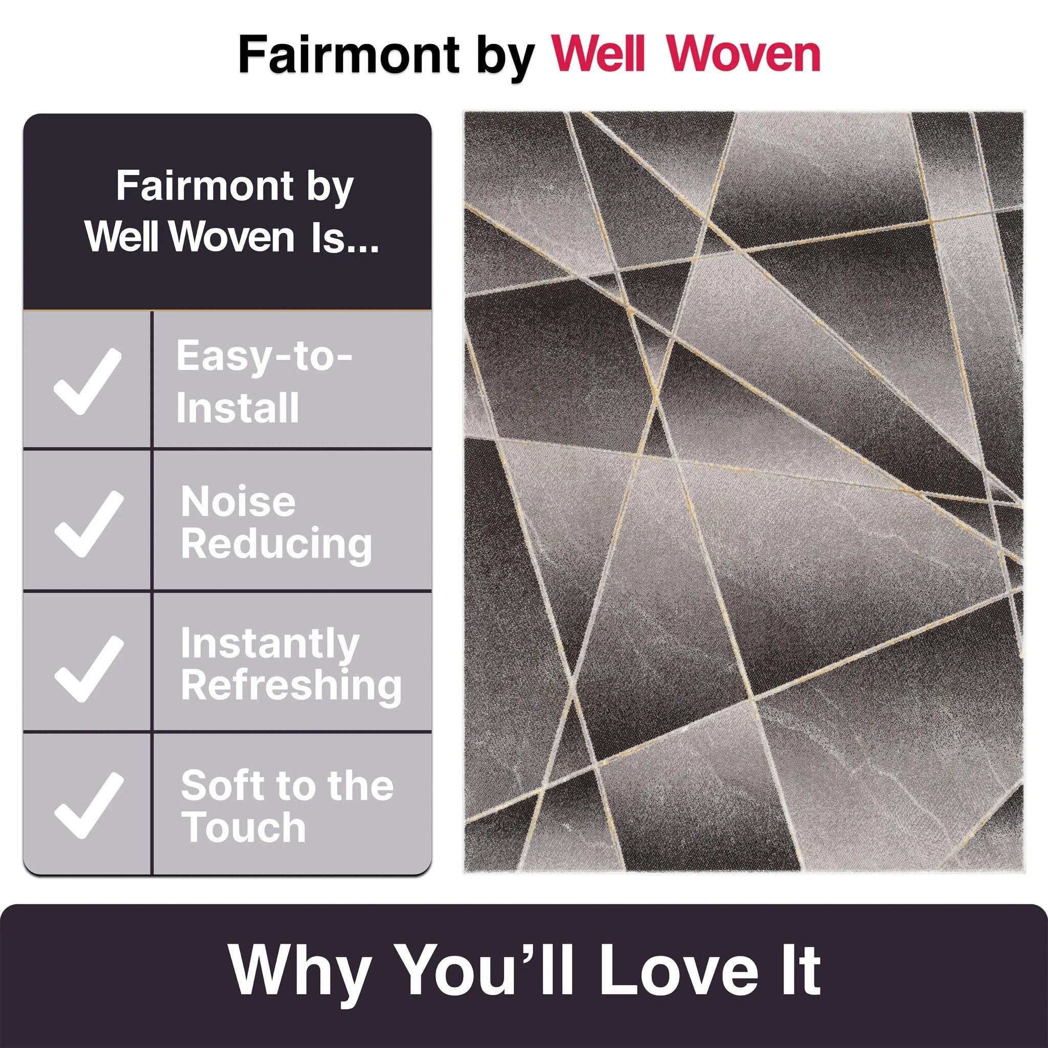 Arthur Retro Geometric Marble Pattern Grey Glam Rug Well Woven