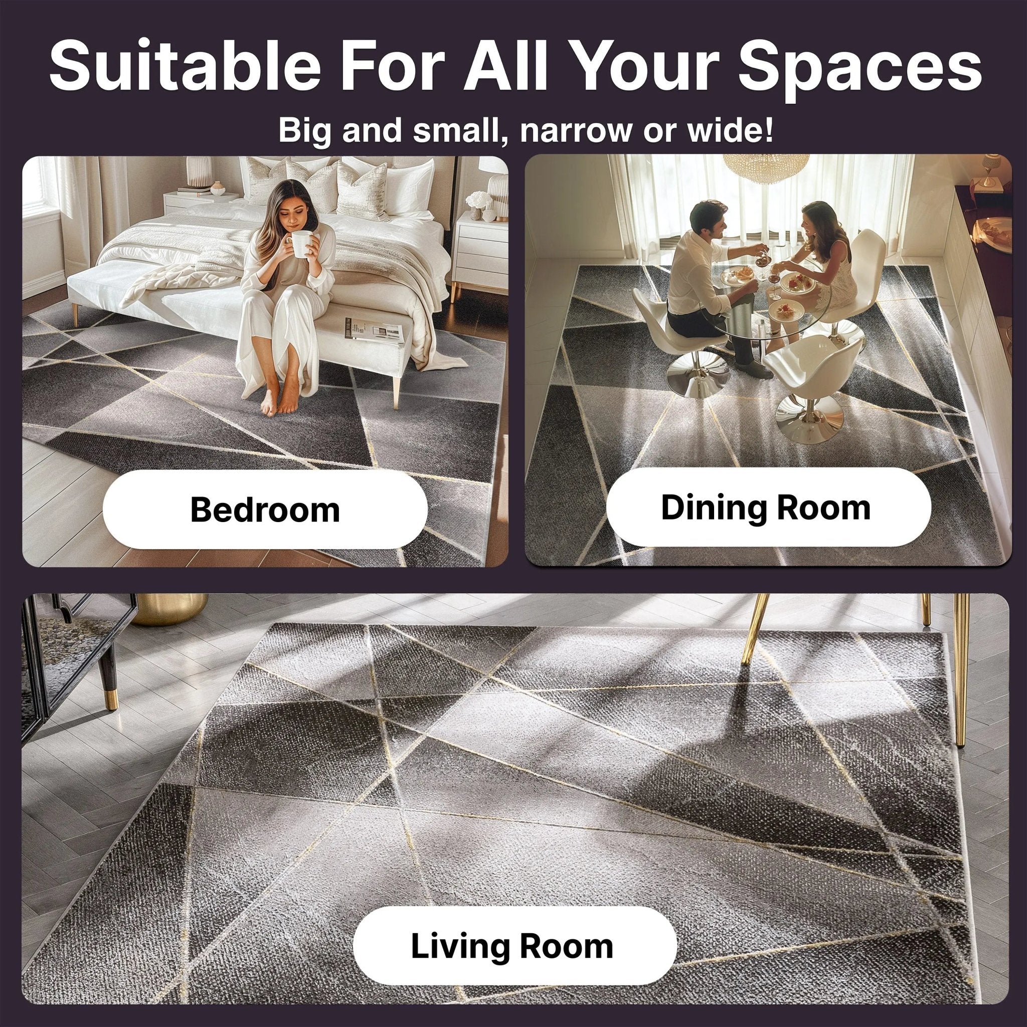 Arthur Retro Geometric Marble Pattern Grey Glam Rug Well Woven