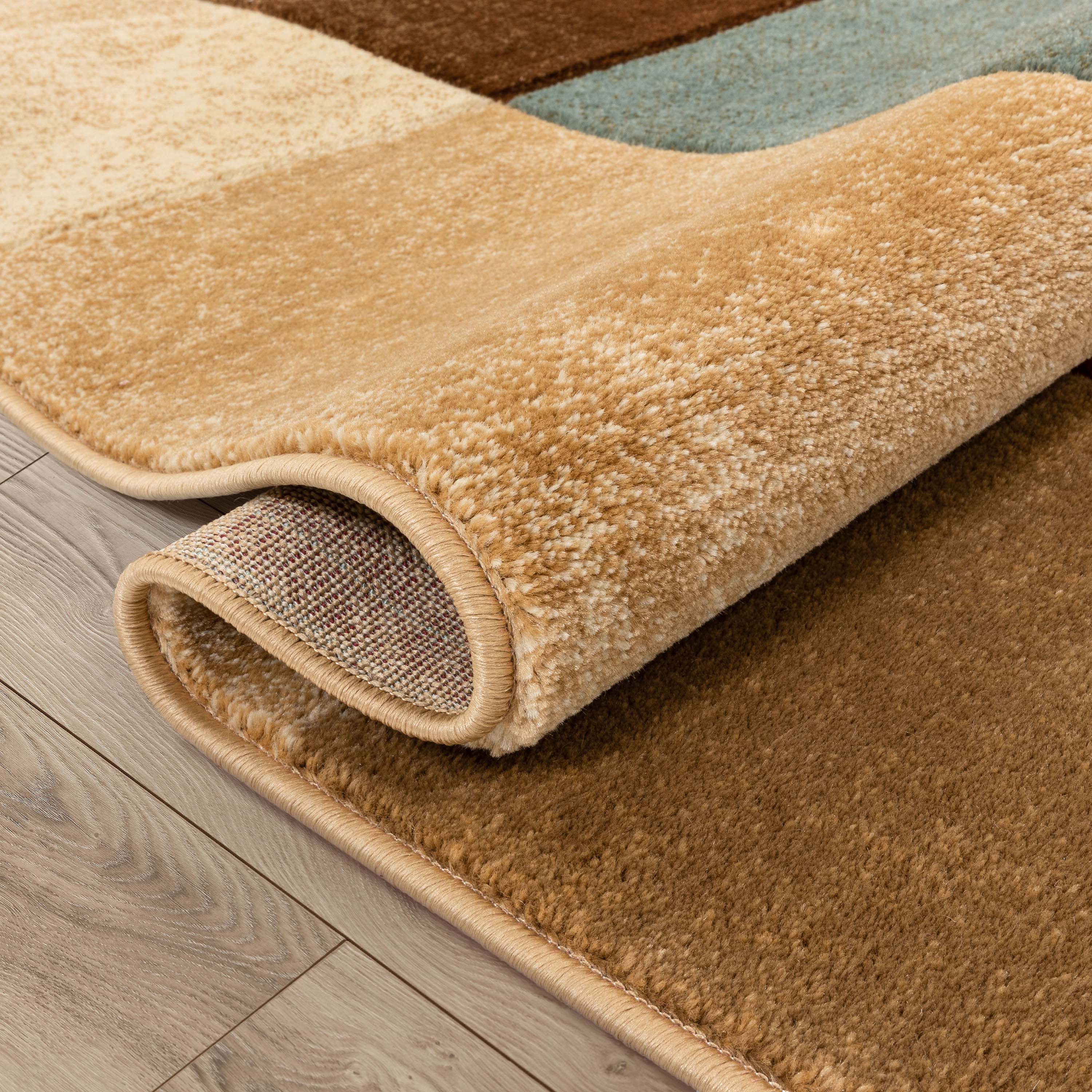 Marcia Multi Modern Geometric Blocks 3D Textured Rug Well Woven